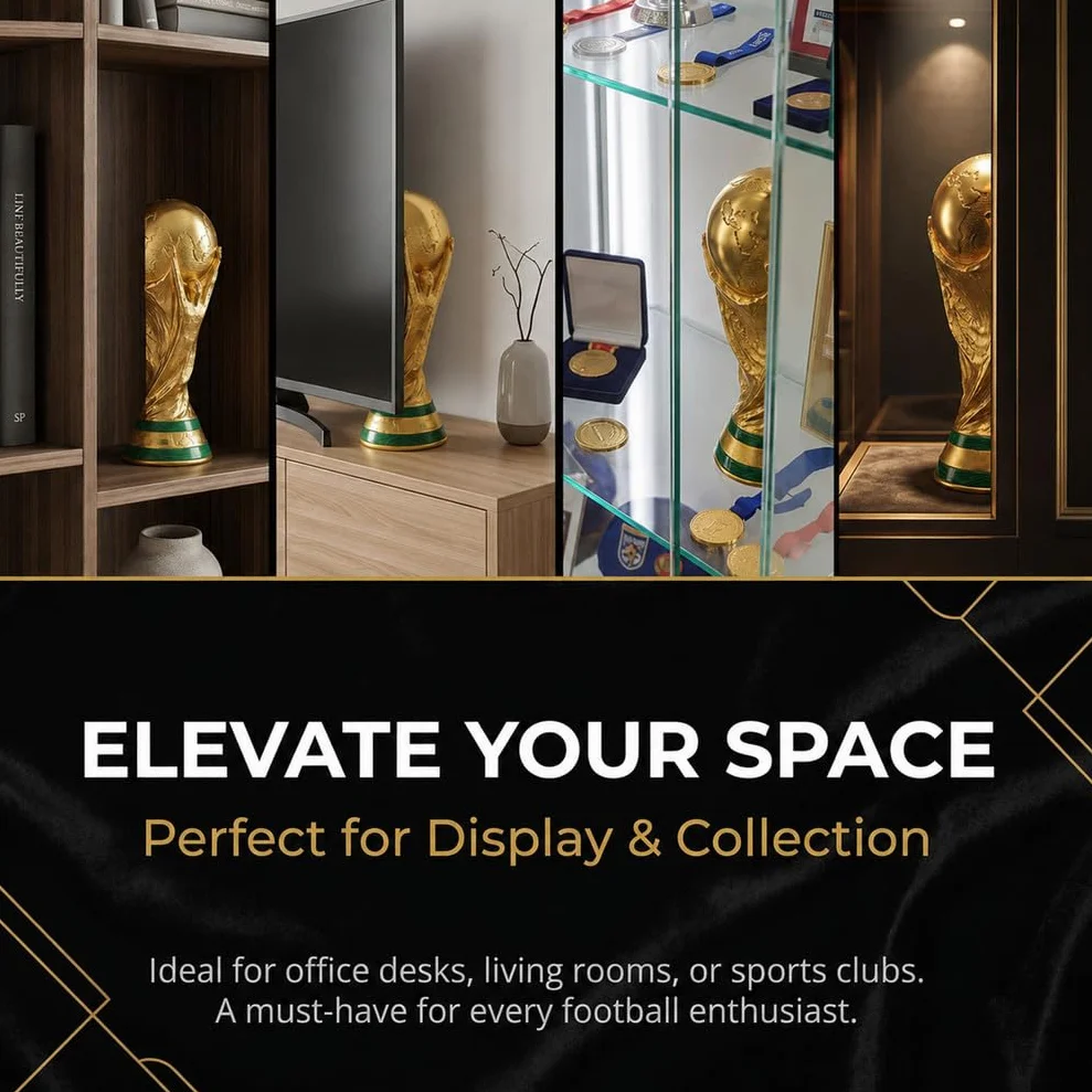 Réplica Trofeo Copa del Mundo de Fútbol, Copa de Campeón de Resina, Recuerdo Decorativo para Oficina y Bar