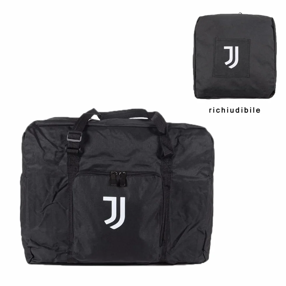 Bolsa de Viaje Plegable Producto Oficial Juventus, Negro, Bolsa Plegable para Guardar en la Maleta y Usar Cuando Sea Necesario
