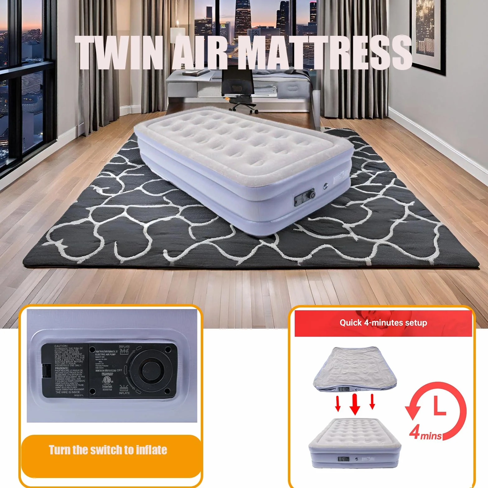 Icelus Colchón Hinchable Cama Hinchable Autoinflable 191 x 99 x 41 cm Apto para 1 Personas Cama de Invitados con Bomba Eléctrica