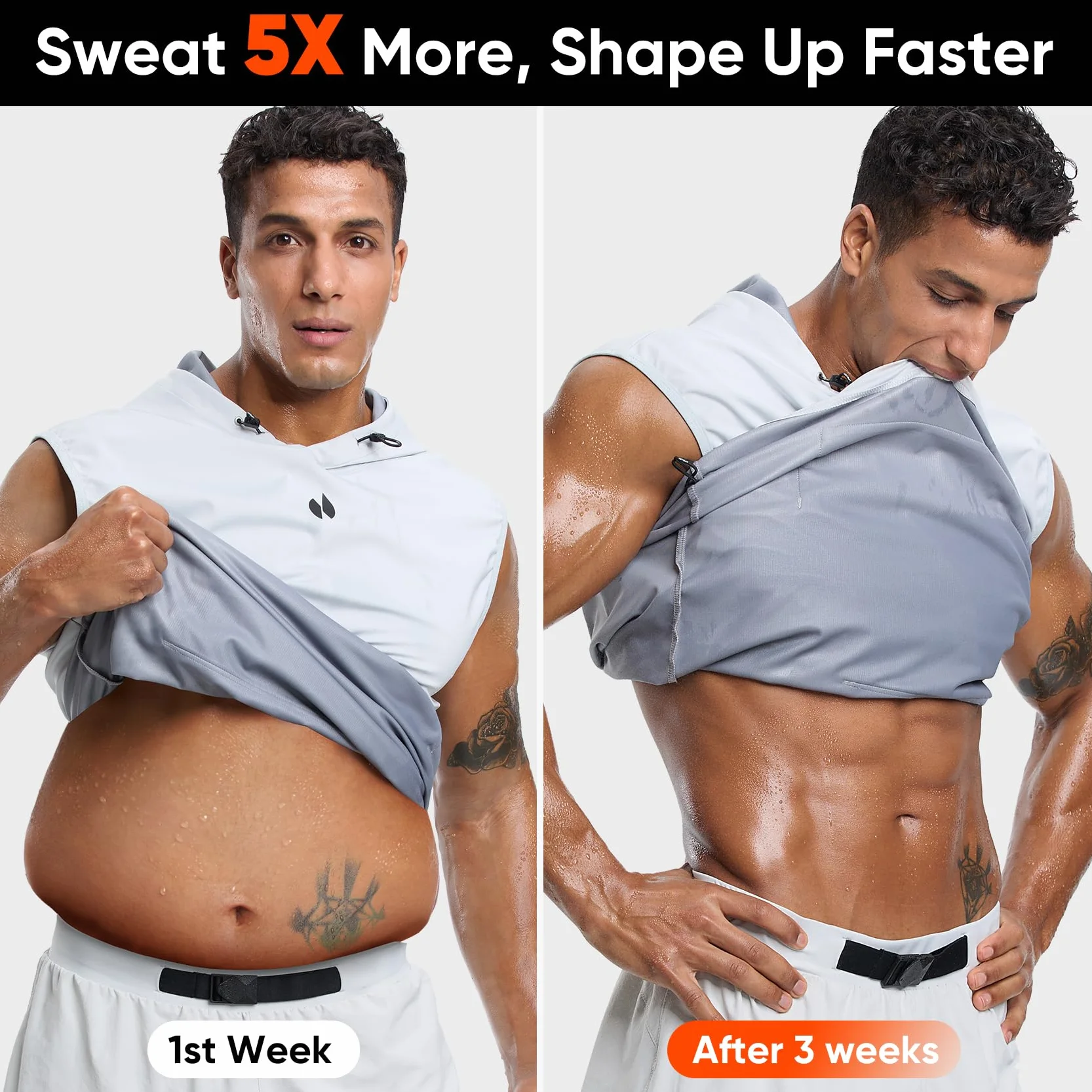 HOTSUIT Camiseta de sauna para hombre, antidesgarros, atrapa el calor, sin botones, sin mangas, para boxeo, ejercicio