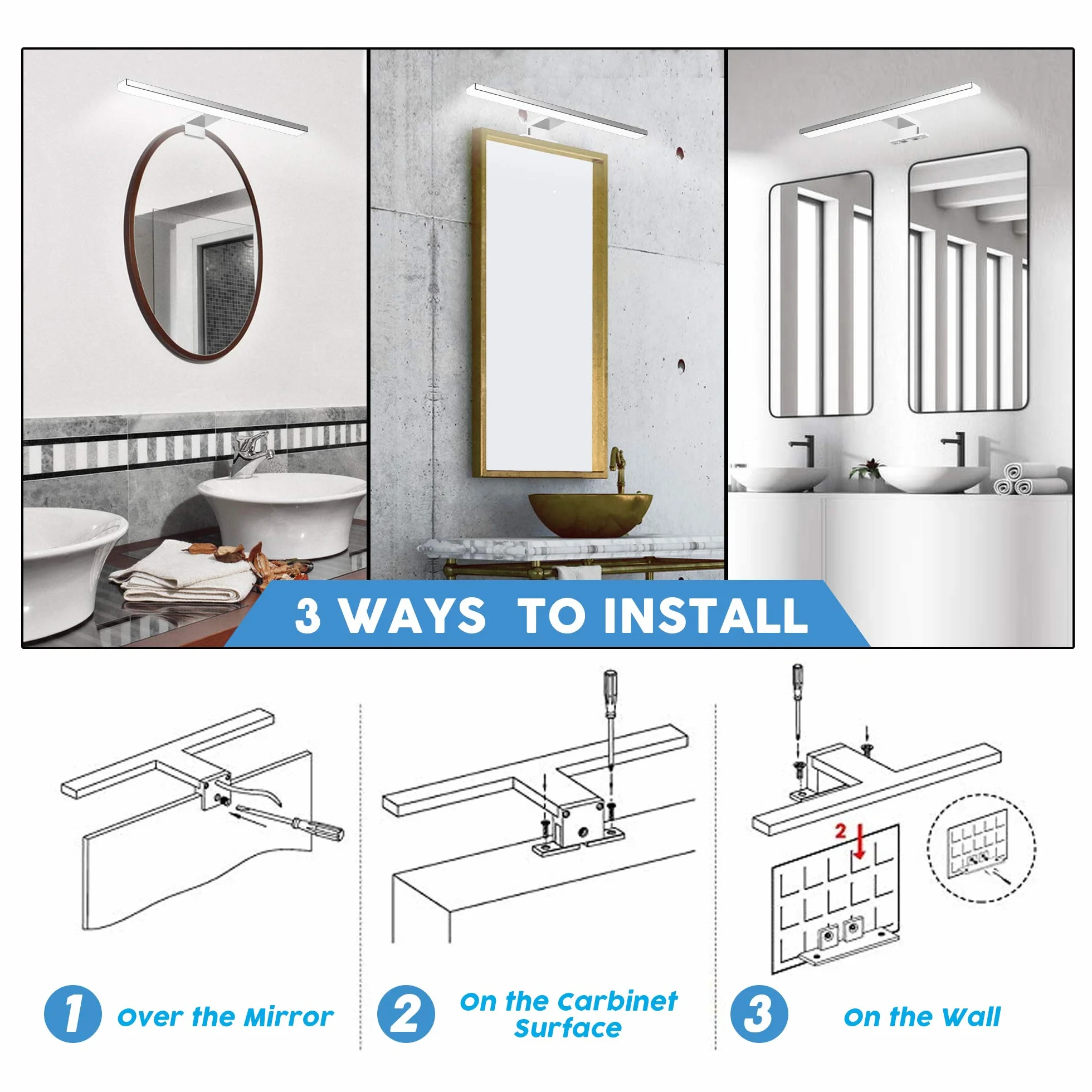 Lámpara de Espejo Baño 40 cm 10W 820LM 230V IP44 Clase II Blanco Neutro 6000K