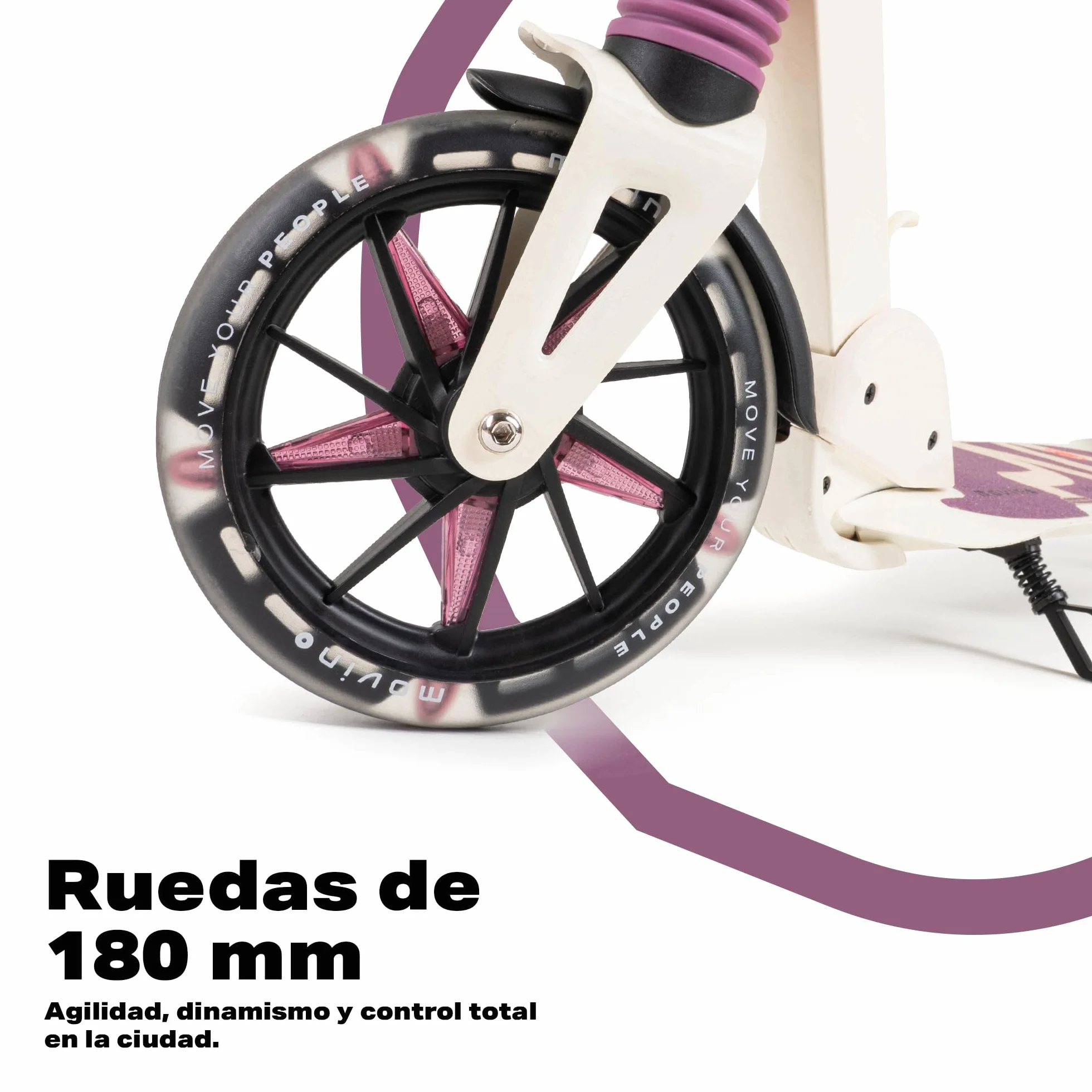 Movino Patinete Plegable Urbano para Niños Adultos Adolescentes hasta 100 kg Ruedas LED 180 mm Manillar Ajustable