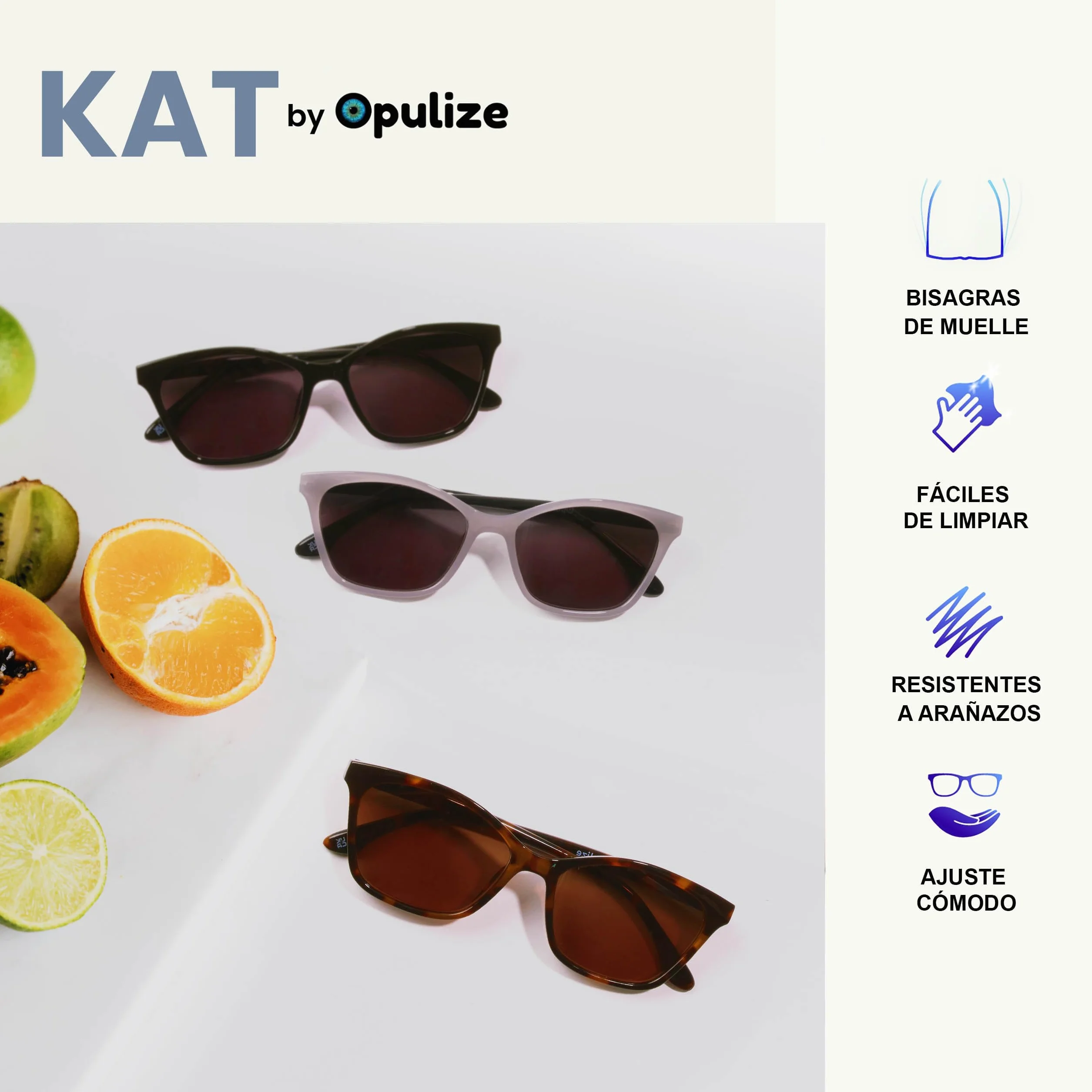 OPULIZE KAT Gafas de Lectura Solares Montura Ojo de Gato Marrón Carey +3.00