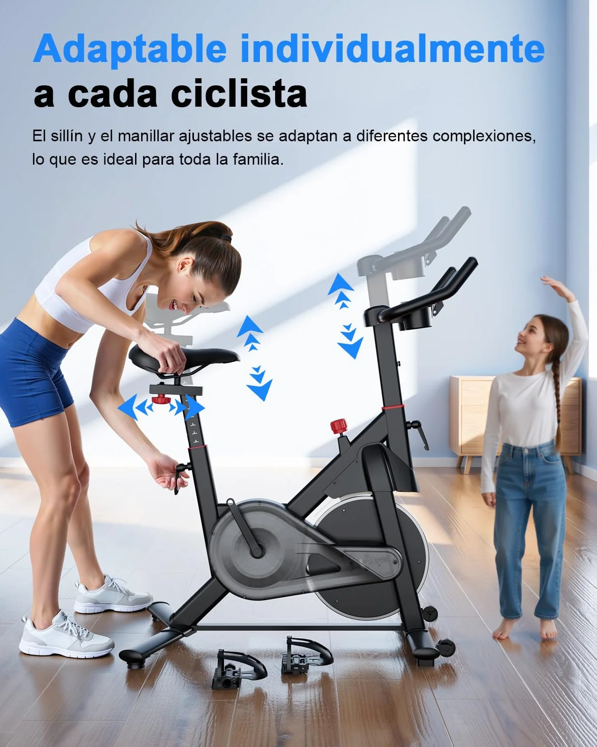 Copant Bicicleta Estática en Cass con Pantalla LCD y App Control, Bicicleta de Ejercicio Interior con Resistencia Magnética Ajustable, Capacidad de Carga 136KG