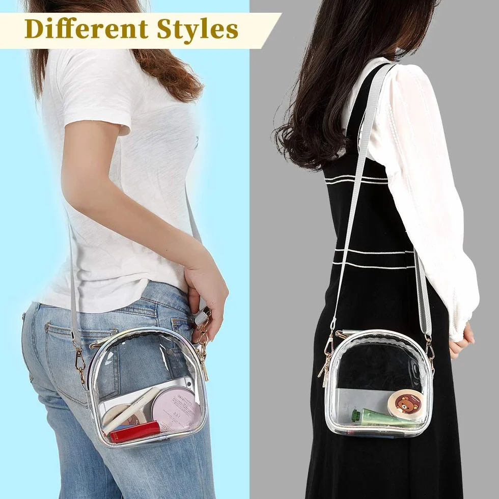 COROMAY Bolso transparente para mujeres/niñas, NFL bolsa transparente para estadio, bolsa cruzada premium transparente aprobado por el estadio con correa ajustable y cremallera colorida