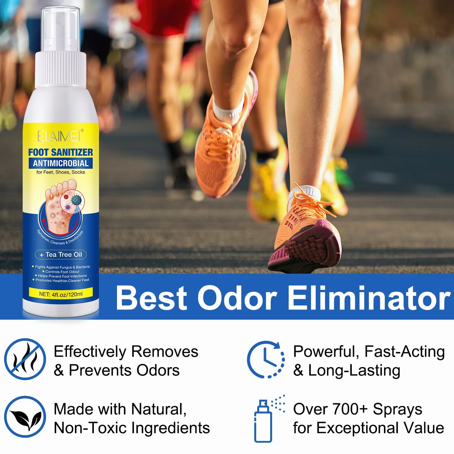 Spray para pies aceite de árbol de té 120 ml prevención pie de atleta alivia picor protege olores
