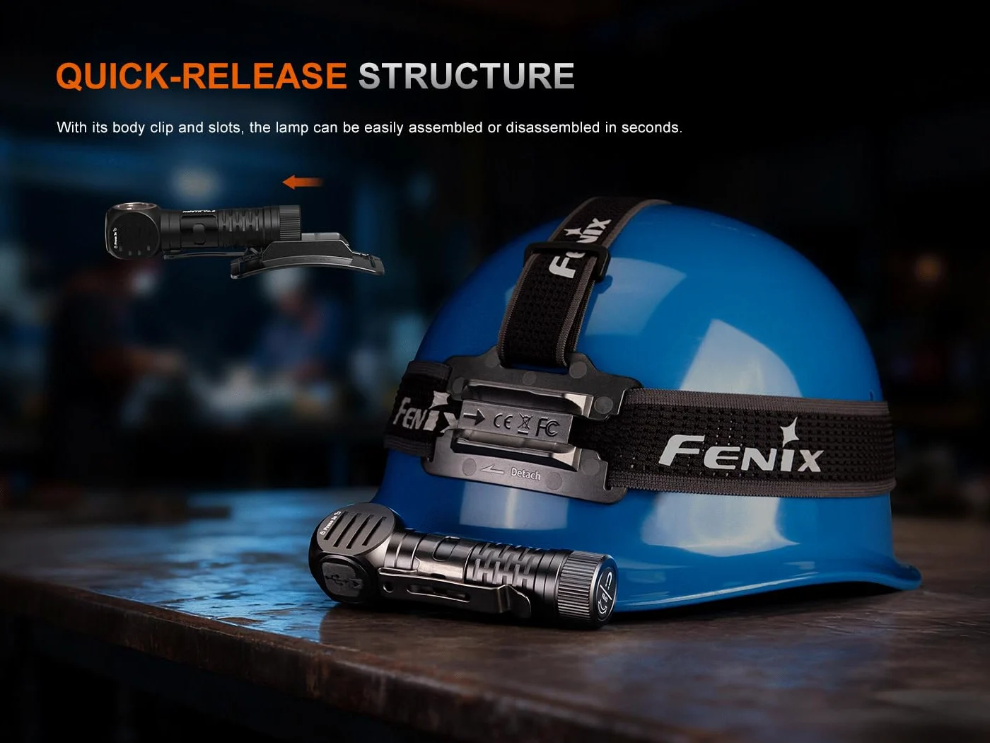 Fenix HM61R V3.0 - Linterna frontal de trabajo recargable, 1800 lúmenes, linterna y linterna industrial, punto + inundación, luz roja, tapa trasera magnética con organizador Lumentac