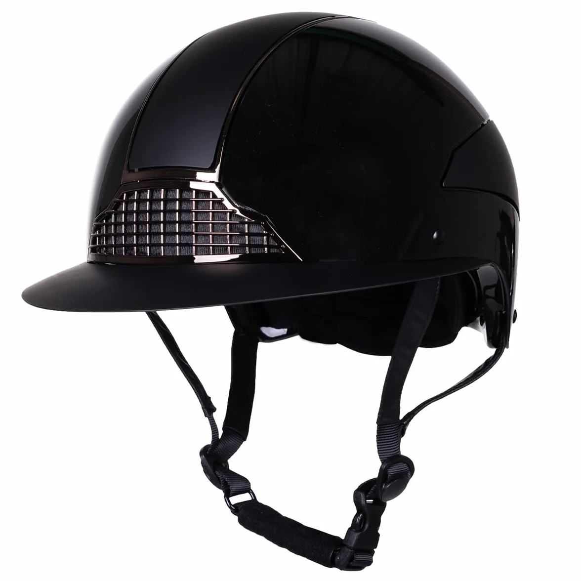 QHP Casco de equitación Miami Polo Visor Negro - 55-57 cm