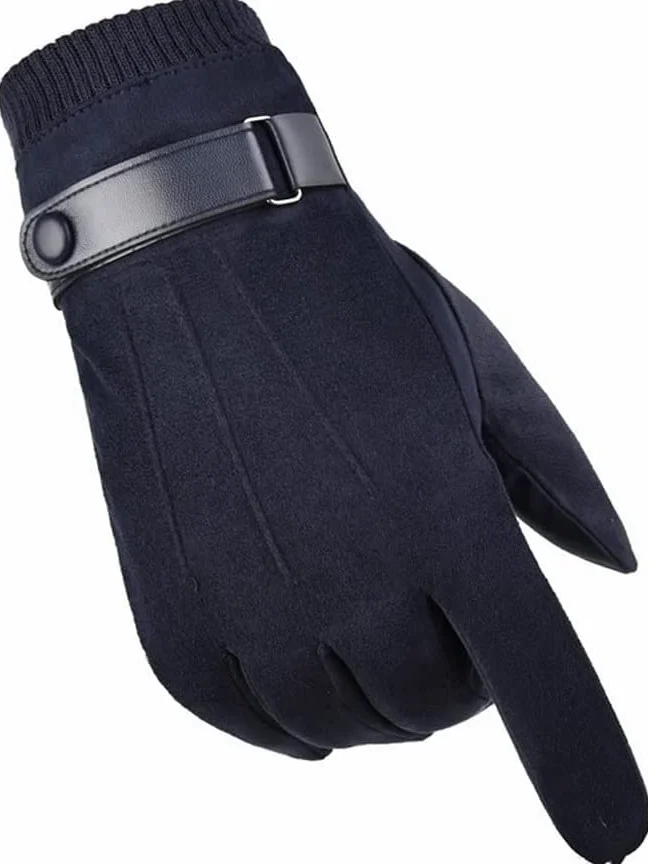 Guantes de equitación para hombre, piel de terciopelo, pantalla táctil, más terciopelo, gruesos, otoño e invierno, cálidos, para conducir, deportes al aire libre