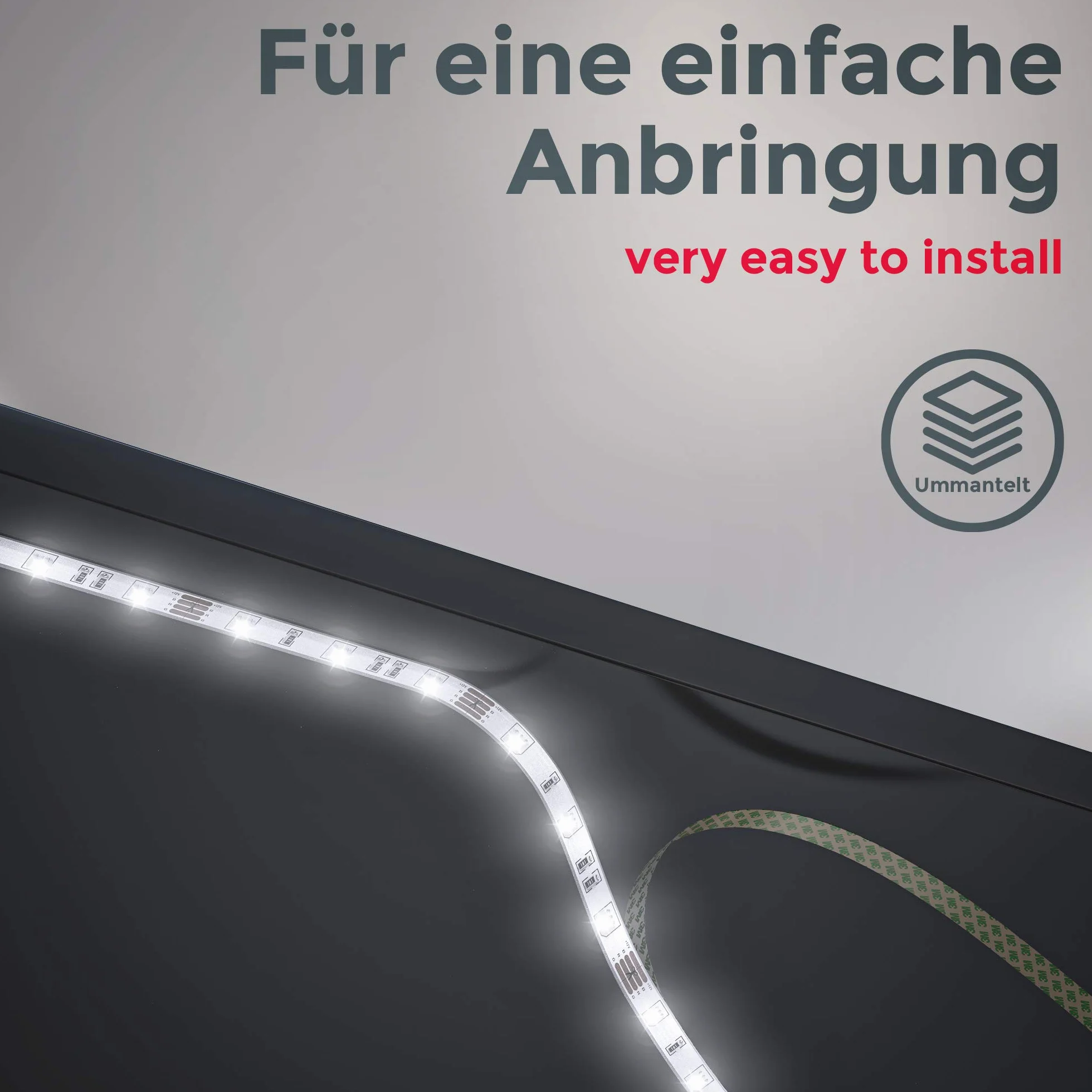 B.K.Licht Tira LED RGB 3m Silicona Autoadhesiva Control Remoto Acortable