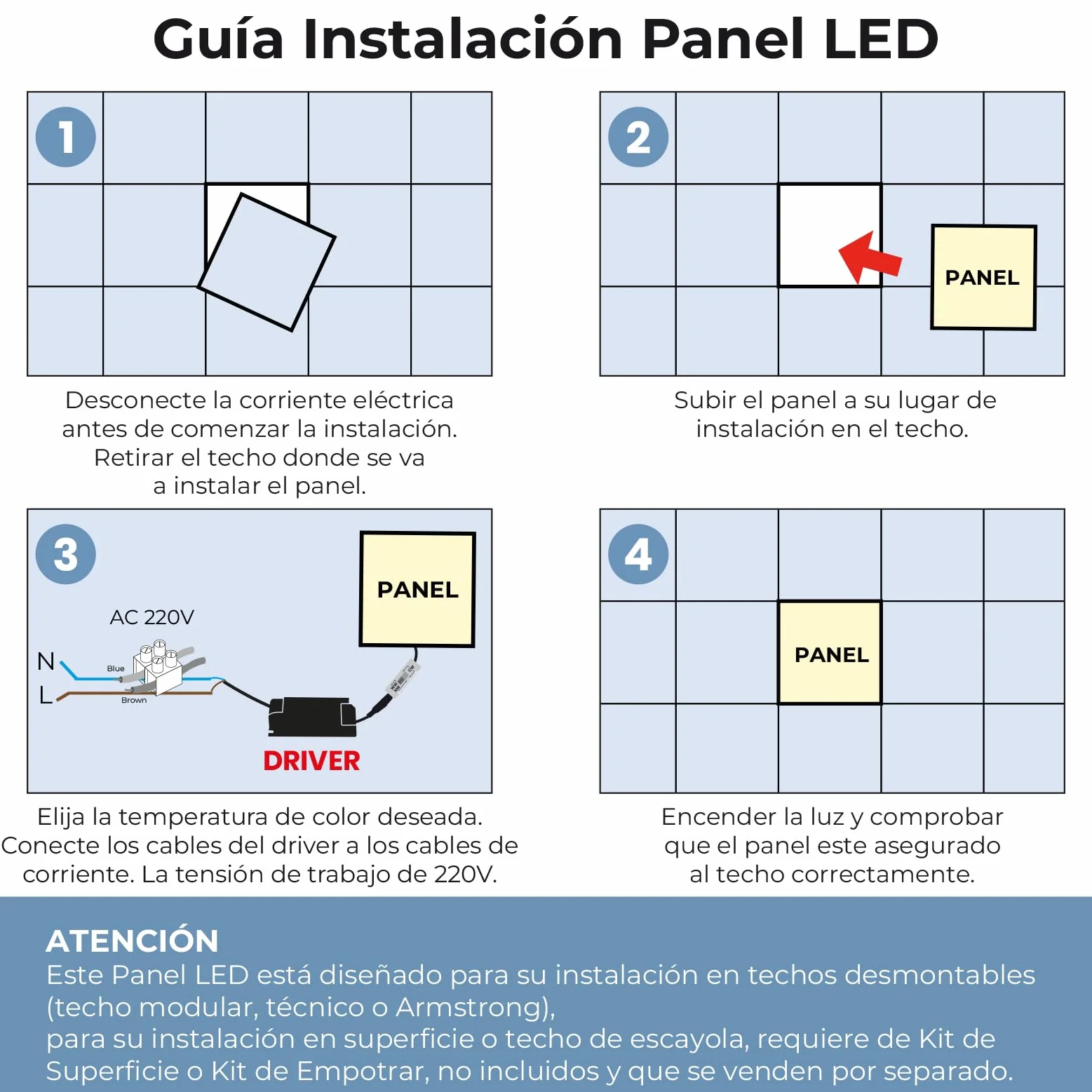 Panel LED Empotrable 120x30cm 48W CCT 5000 Lúmenes