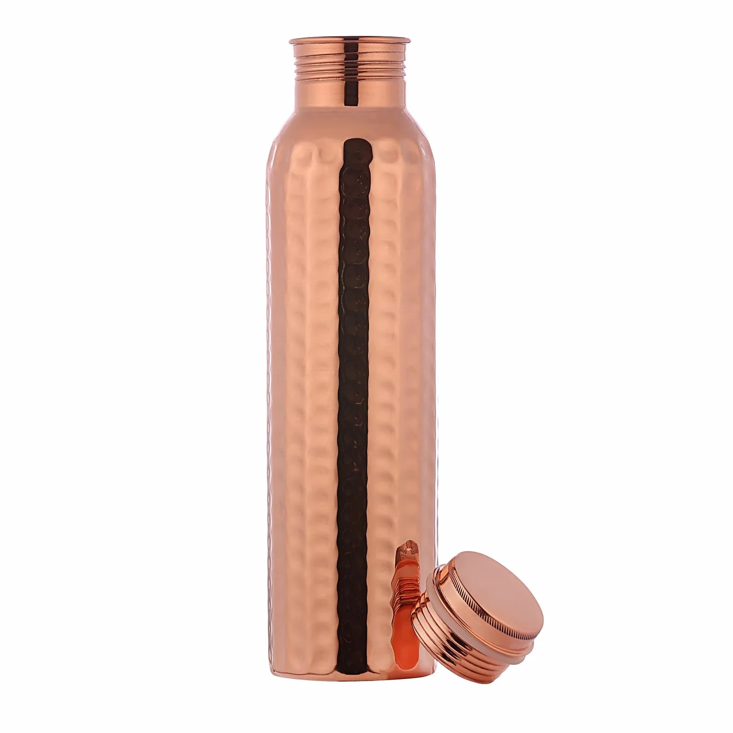 ANCIENTIMPEX Botella de Agua de Cobre Puro Martillado 1000ml | Botella de Cobre Sin Costuras a Prueba de Fugas para Beneficios de Salud Ayurvédicos, Desintoxicación e Hidratación Diaria | Botella