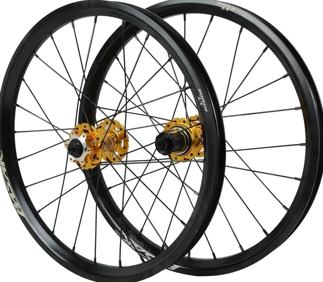 Juego Ruedas Bici Plegable 20" 406, Llanta BMX, Freno Disco Delan/Tras, Liberación Rápida QR 100/135 mm, Compatible Cassette HG 7-12v