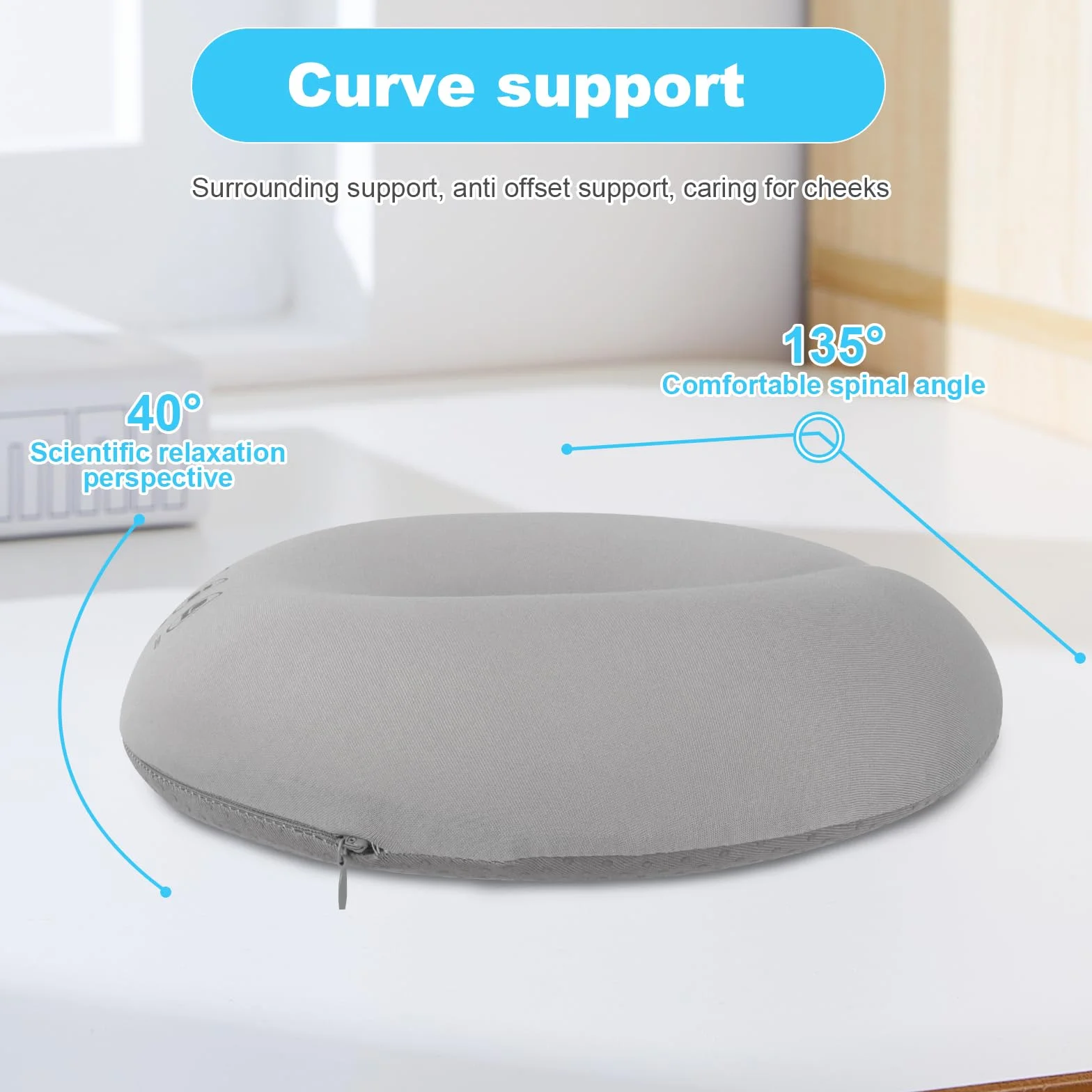 Foreverup Almohada de Masaje Boca Abajo, Reposacabezas Cama, Cojín Facial U-Forma