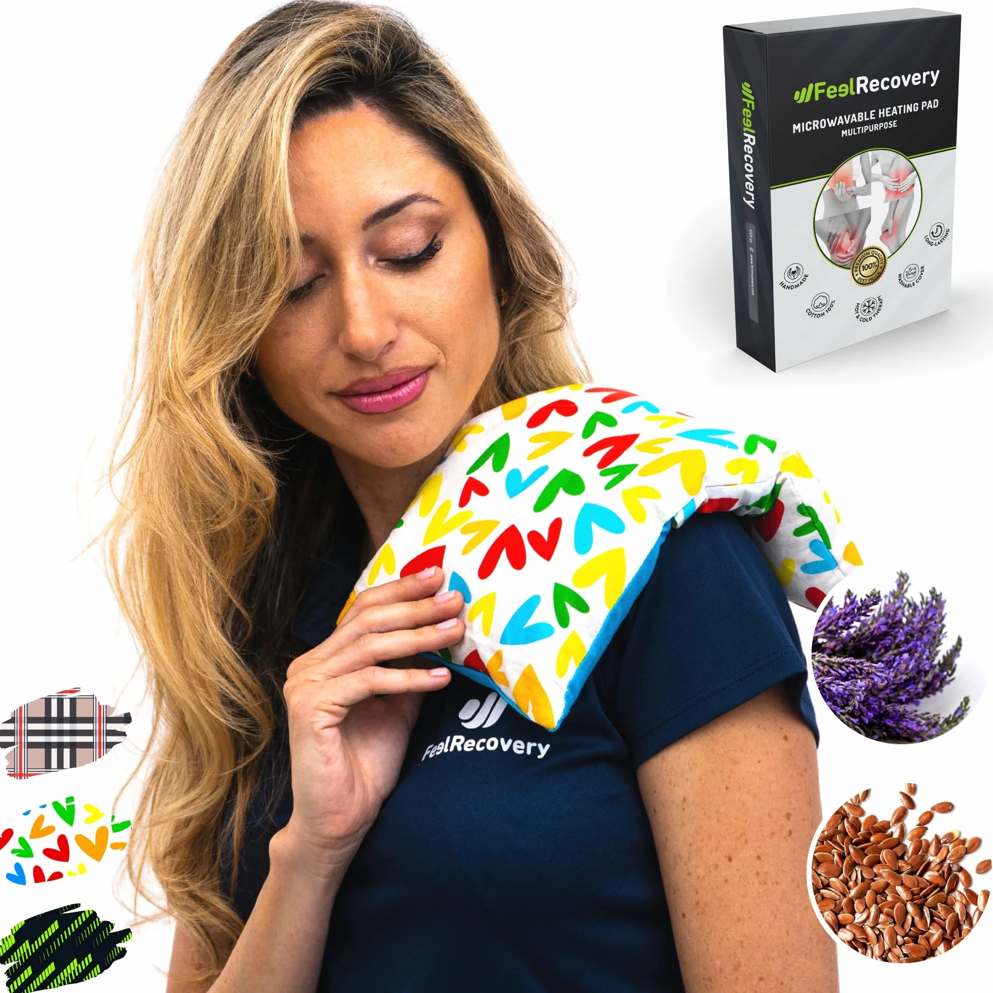 Saco Térmico de Semillas Multiusos - Almohada Calentable para Microondas 35x18 cm - Cojín Térmico con Funda Lavable - Algodón 100% y Lavanda