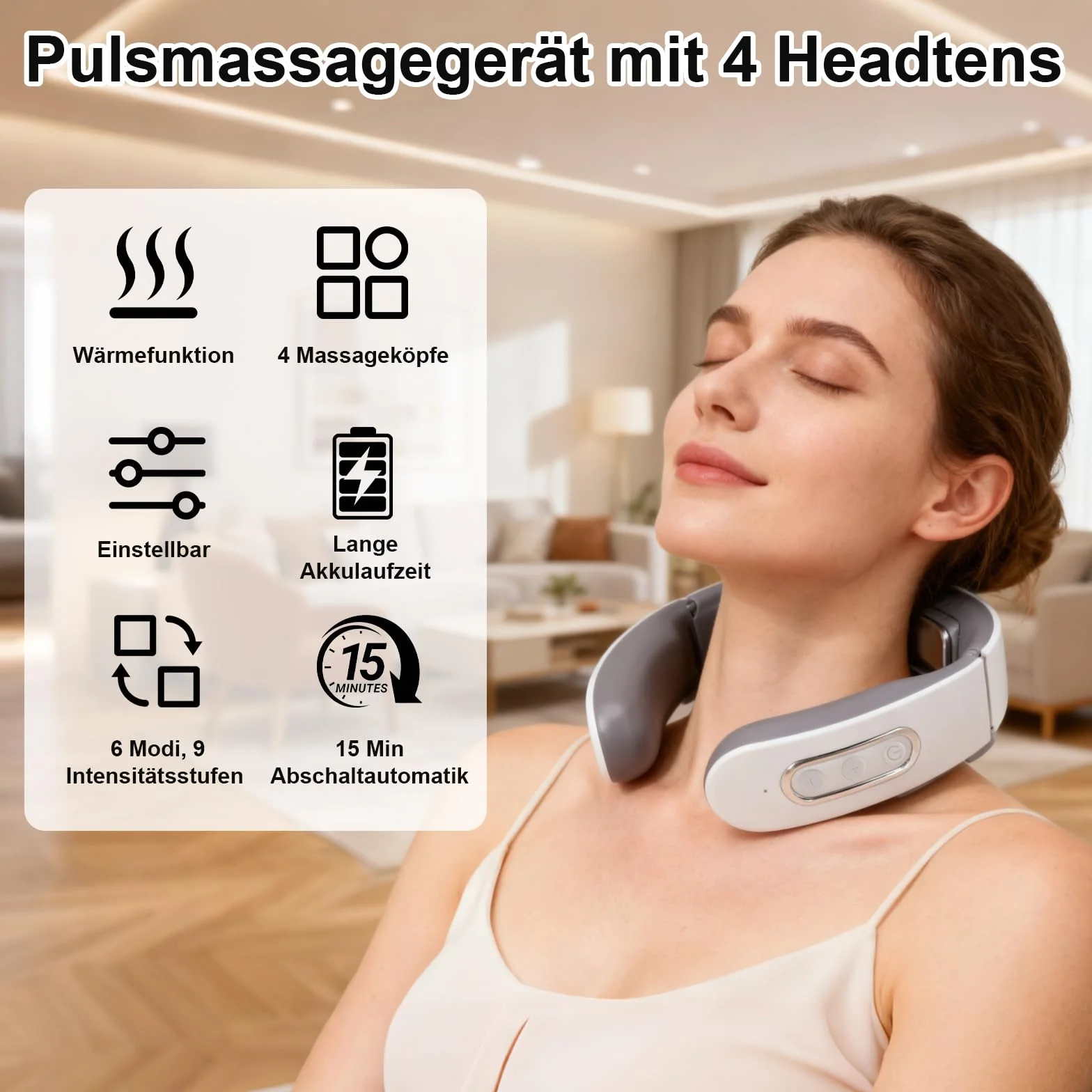 TNSLAND Masajeador de cuello 11 en 1 con calefacción, 6 modos, 9 niveles de intensidad, portátil