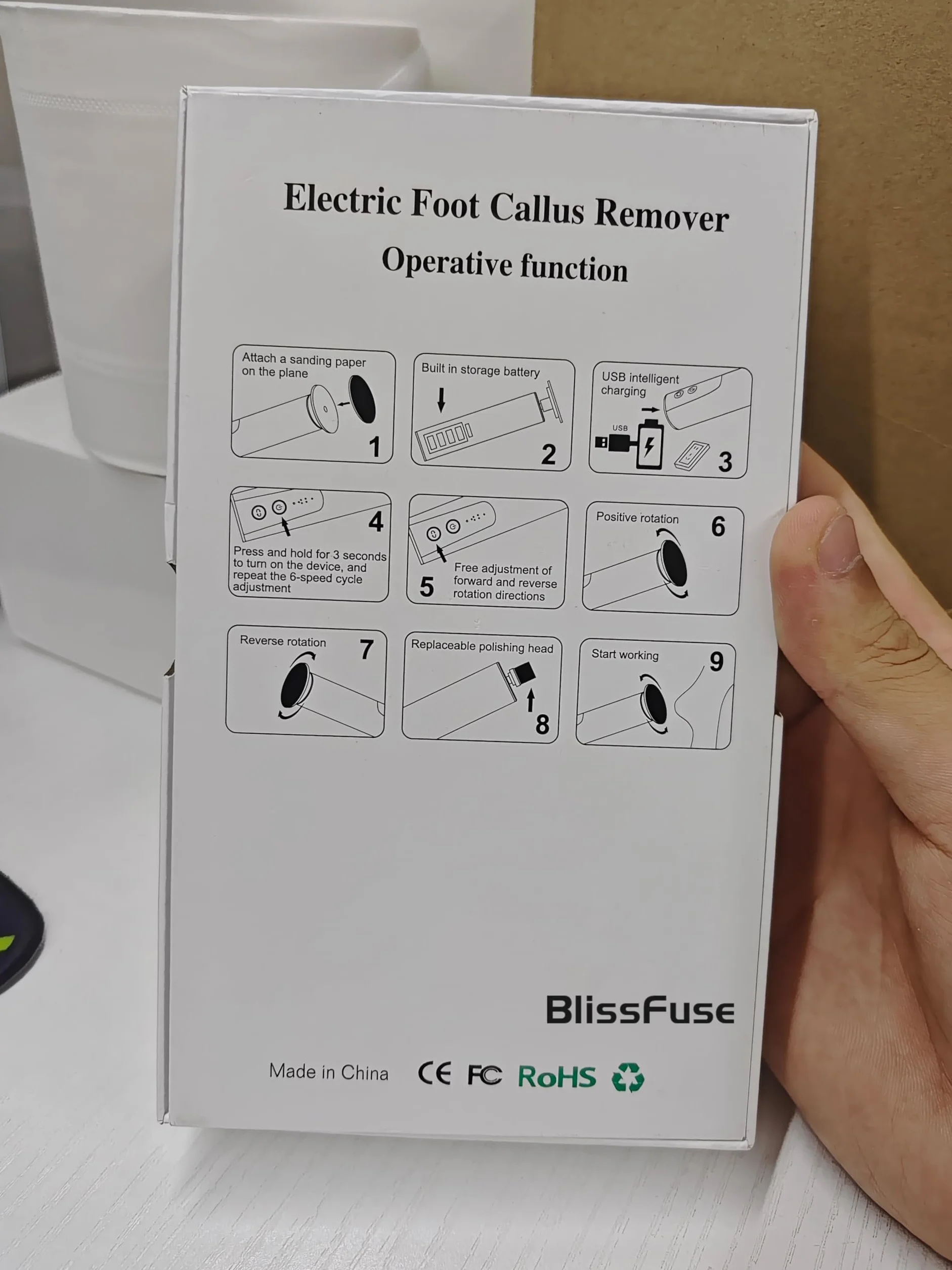 Lima Electrica Recargable para Pies Durezas, 6 Velocidades, Hojas Reemplazables Papel Abrasivo, Oro Rosa