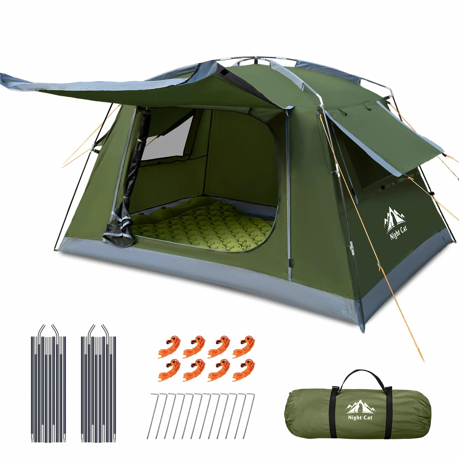 Night Cat Tienda de Campaña para 1 2 Personas: Impermeable Montar Fácil Ligero 3 Estaciones para Trekking Senderismo Festivales Al Aire Libre