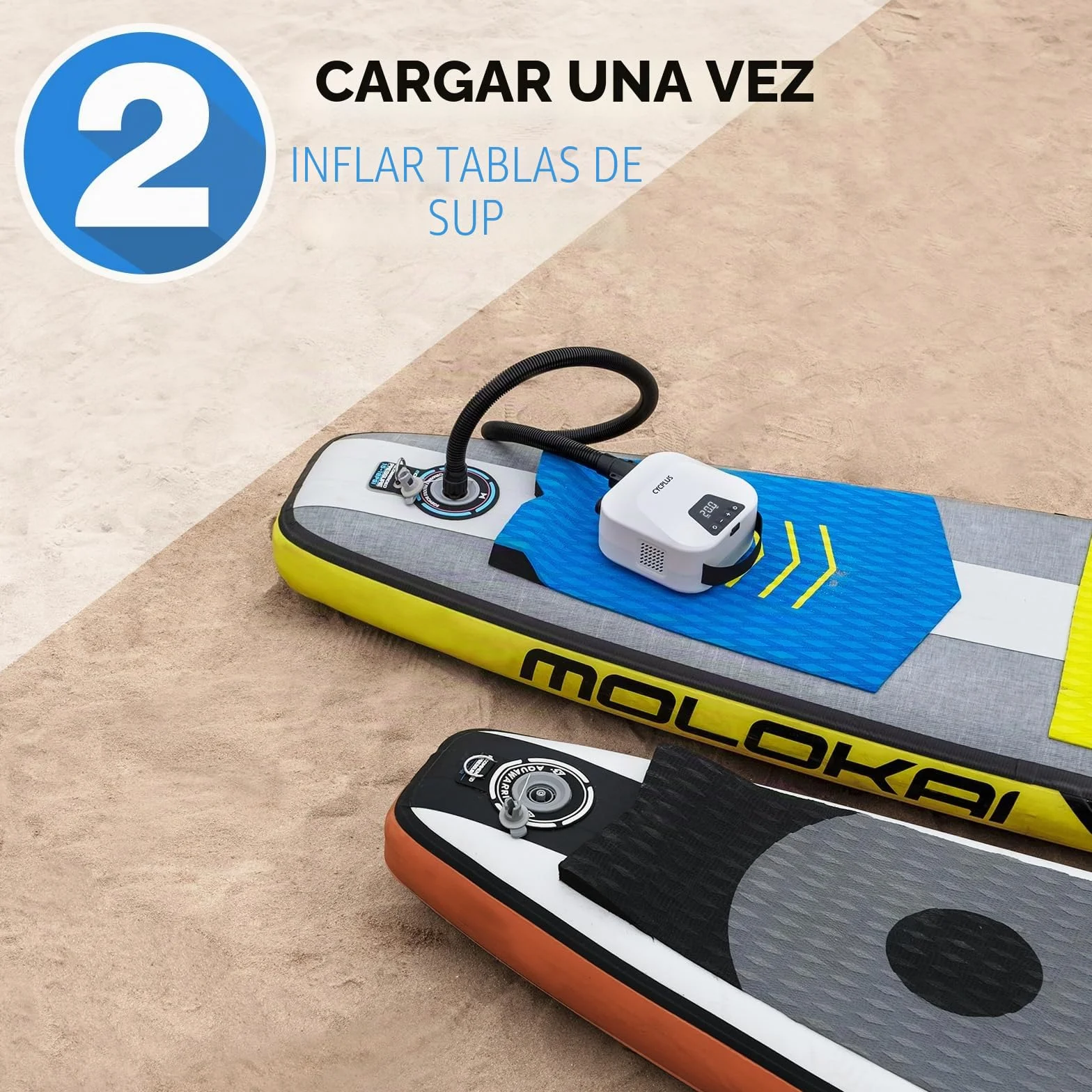 CYCPLUS Bomba de Aire Inteligente 20PSI para Sup, con Batería Recargable y Función de Inflado/Desinflado Inteligente. Ideal para Tablas de Paddle, Cometas, Tiendas de Campaña y Colchones