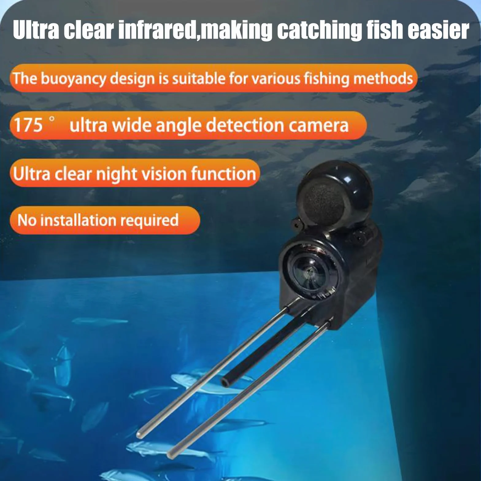 Cámara de Pesca Subacuática 4,3" IPS IP65 Visión Nocturna Infrarrojos Gran Angular