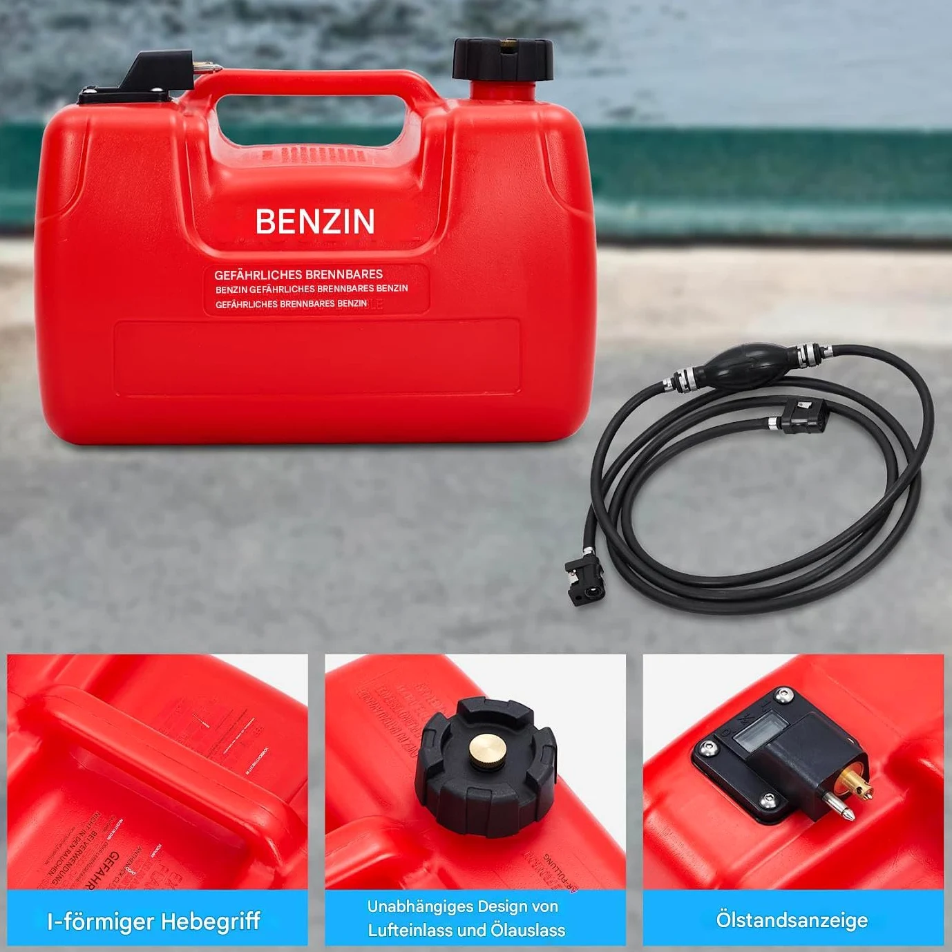 Tanque para bote, tanque externo Tanque de marino | Contenedor de de bota de pesca portátil 3 galones para yates, lata de crudo de barcos con filtro y tubería