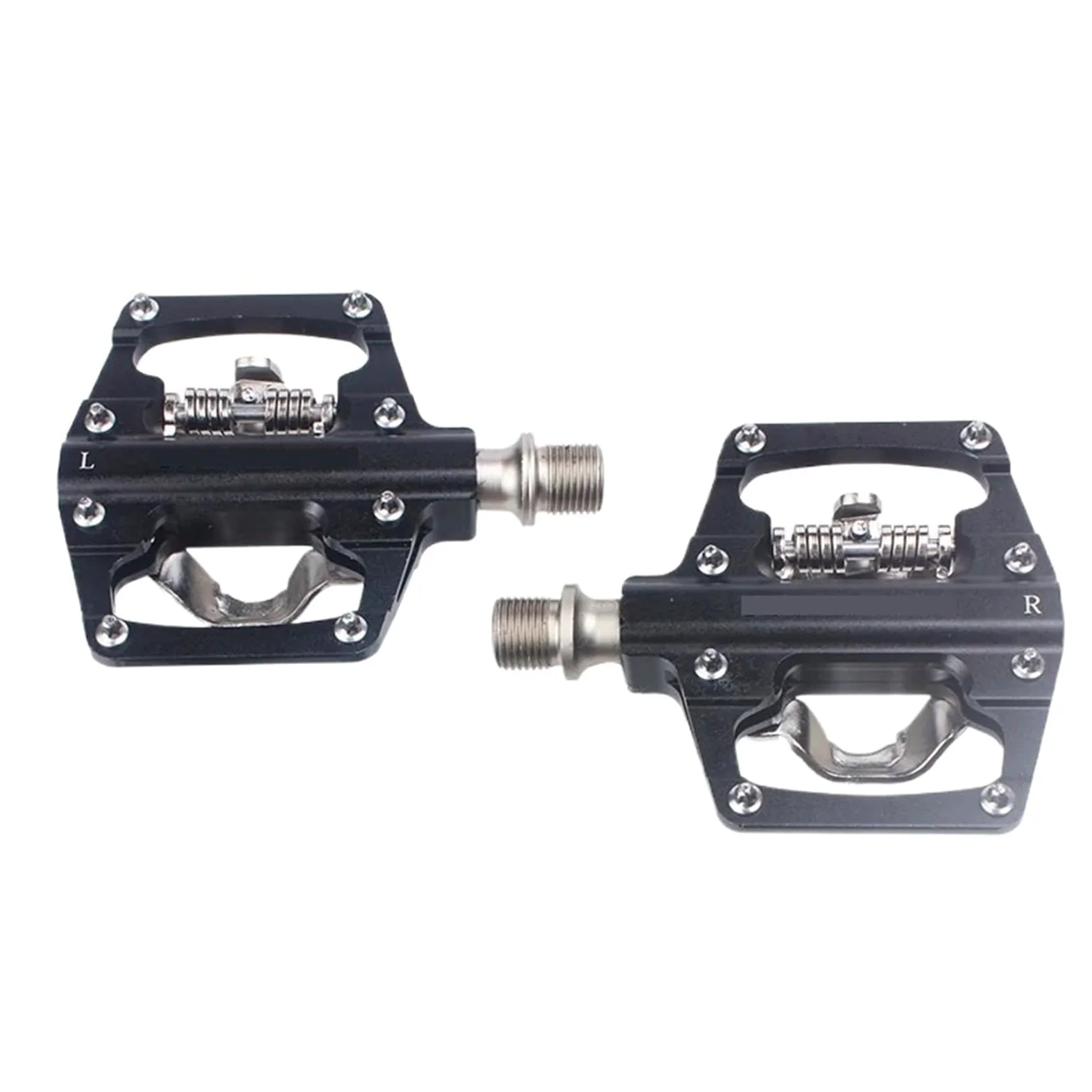 Genérico Compatible con Pedales automáticos RACEWORK MTB, Pedales de Bicicleta de Plataforma Plana Doble SPD de aleación de Aluminio CNC autoblocantes con rodamiento DU,Piezas