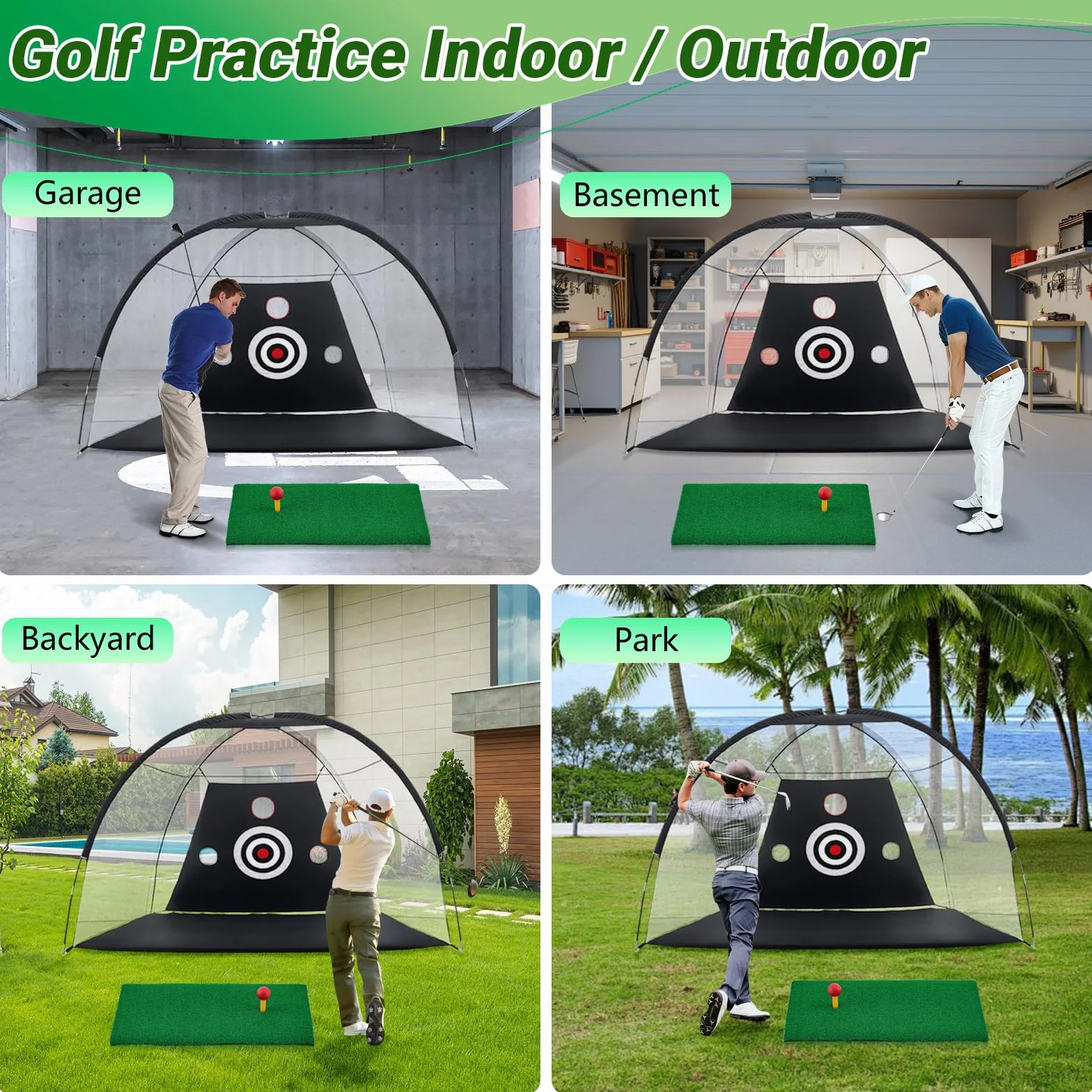 TTCB Sports Golf Practice Net 10x7ft for Garden, Golf Hitting Net for Backyard Driving, Chipping Nets and Mat Indoor/Outdoor - GolfNet Simulator for Home, Gift for Men/Dad