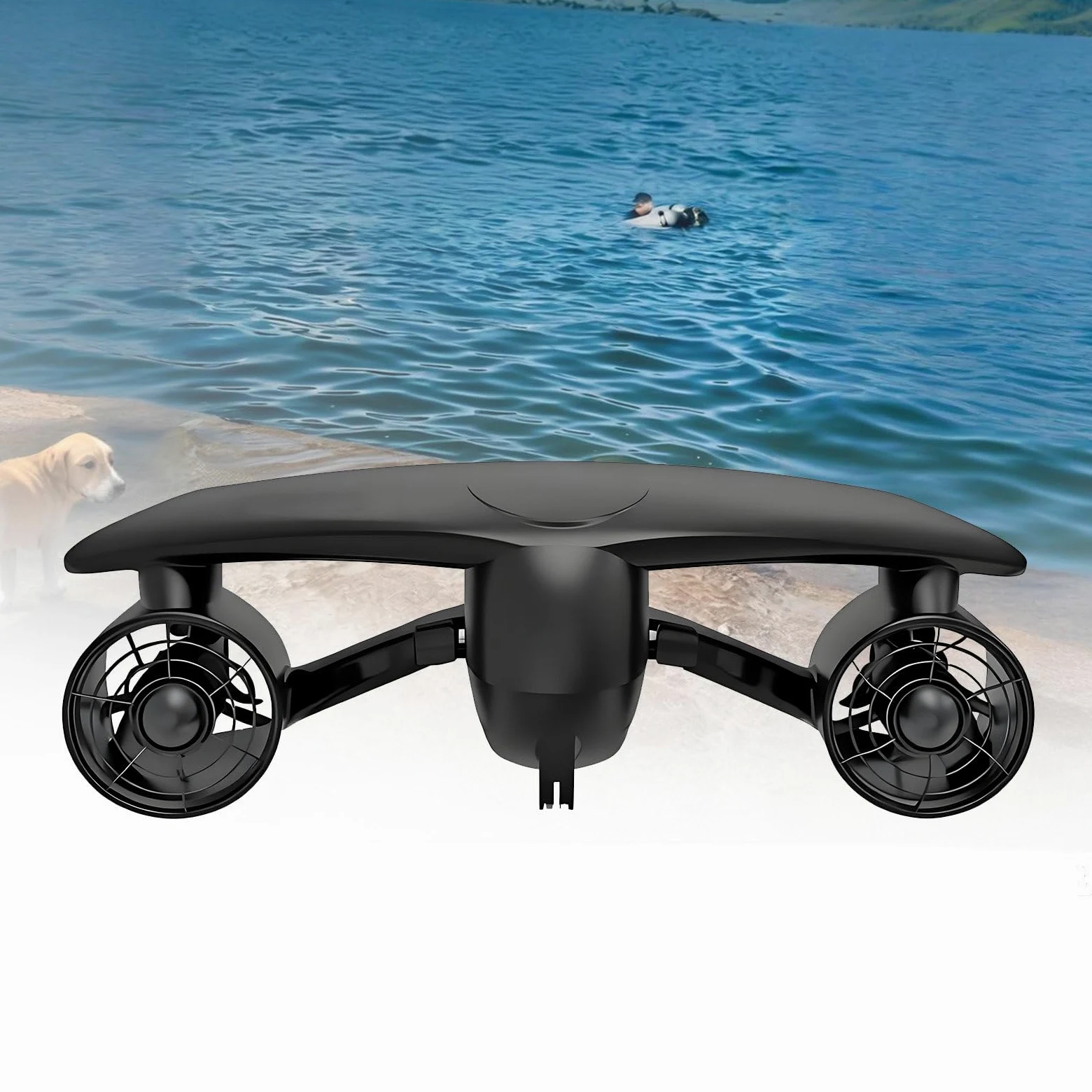 Scooter Submarino, propulsor acuático de Doble Motor con Soporte para cámara de acción, 2 Modos de Velocidad y batería extraíble; Ideal para Buceo y natación en Piscina. Black