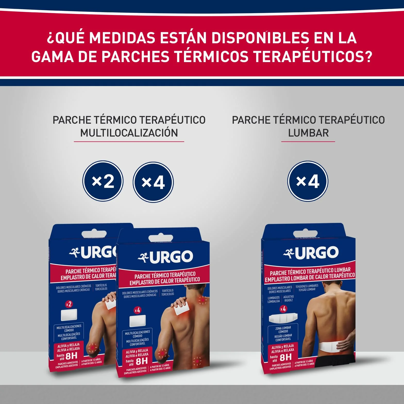 Urgo Parche térmico terapéutico lumbar 4 unidades 9 cm x 28,8 cm