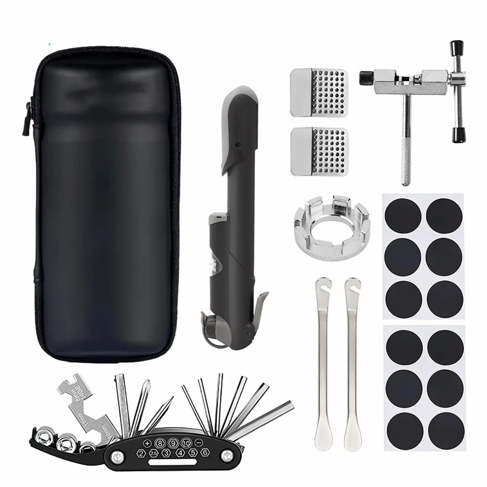 Kit Portátil De Reparación De Pinchazos De Neumáticos De Bicicleta, Multiherramienta Con Bomba De Aire Y Bolsa De Almacenamiento For Mantenimiento De Ciclismo(Set3)