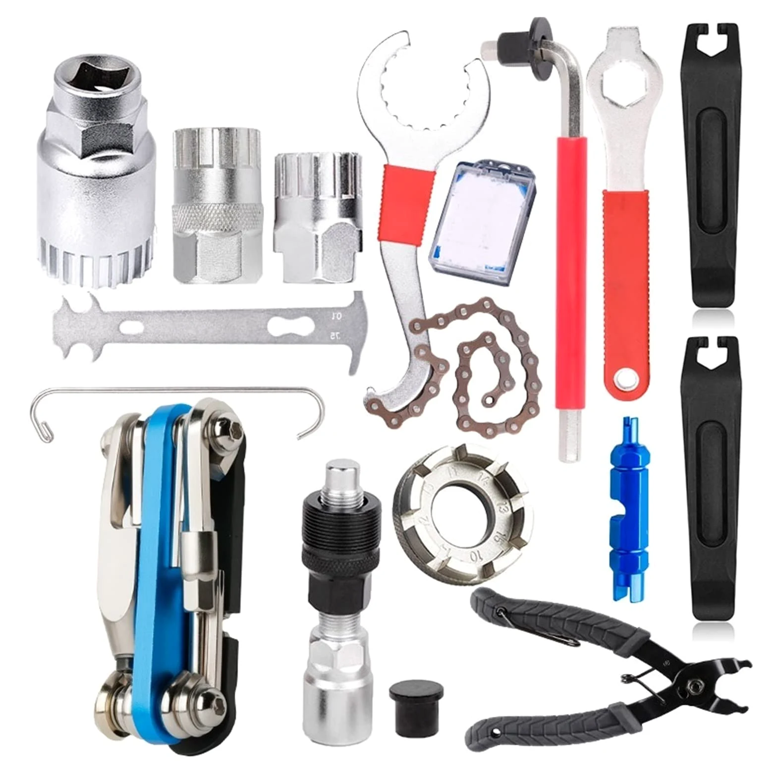LamaMe TRUSTTWO - Kit de herramientas para reparación de bicicleta, cortador de cadena de bicicleta, rueda libre, caja de volante, piñón, extractor, conjunto multiservicio The New