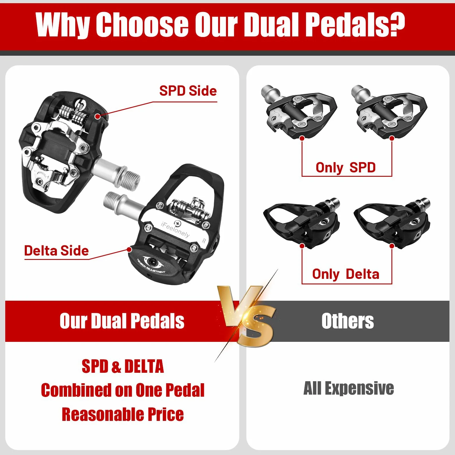 SPD & Look Delta Spin - Pedales de bicicleta dobles con clips para Shimano SPD y Peloton, ejercicio de ciclismo en interiores y exteriores
