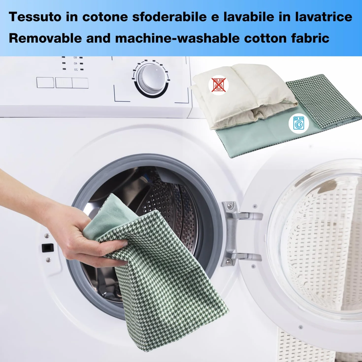 BEPER C302AAC003 Almohadilla térmica con huesos de cereza y lavanda, banda refrescante de algodón extraíble