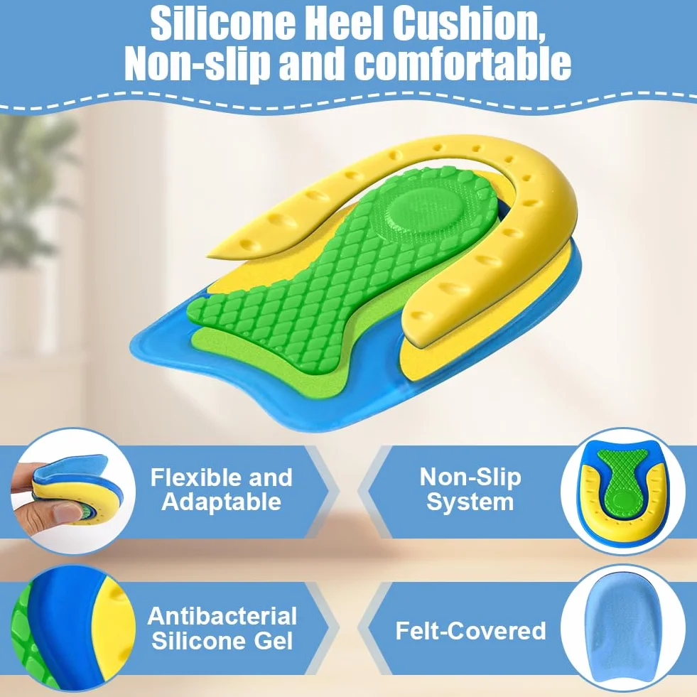 Taloneras de Silicona para Zapatos Aliviar el Dolor Reducir Golpes Plantilla Gel Talón Transpirables Talla L (40-46)