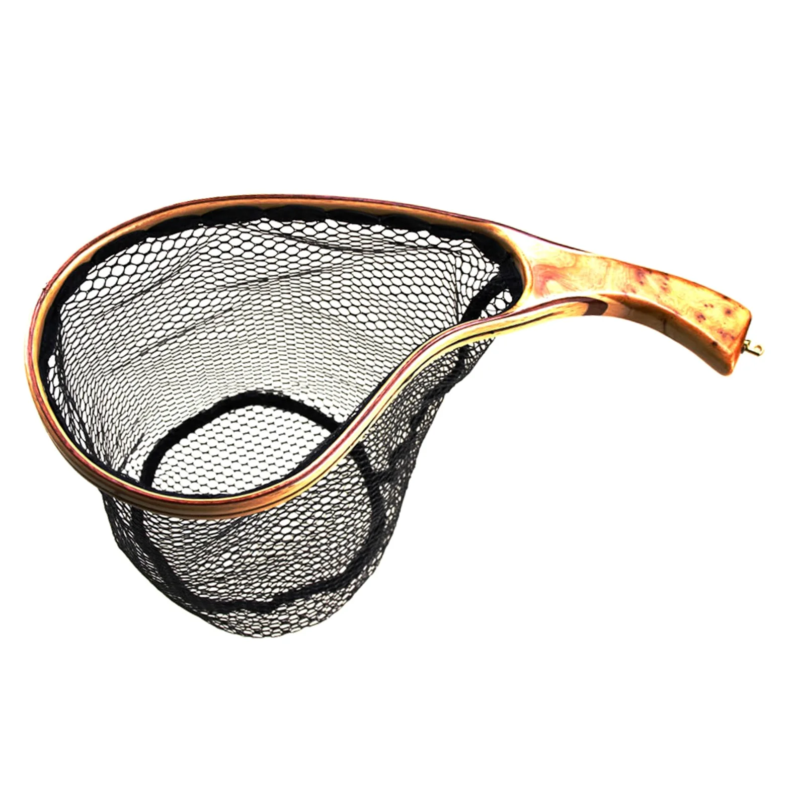 Malla reforzada con diseño de secado de enredos | Malla de nailon seco, mango de madera curvado, agarre ergonómico, diseño de secado, equipo de pesca al aire libre