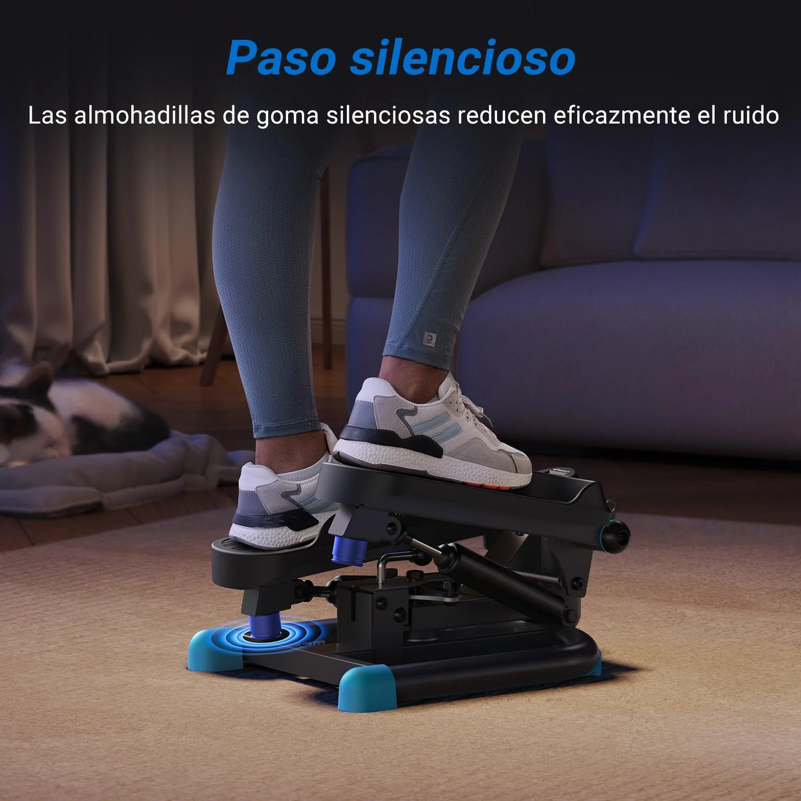 MERACH Mini Stepper Fitness Apartment,Stepper 2 en 1 para Casa,Silent Swing 150 kg con Pantalla LCD y Bandas de Resistencia,para Entrenamiento de Piernas,Brazos y Glúteos