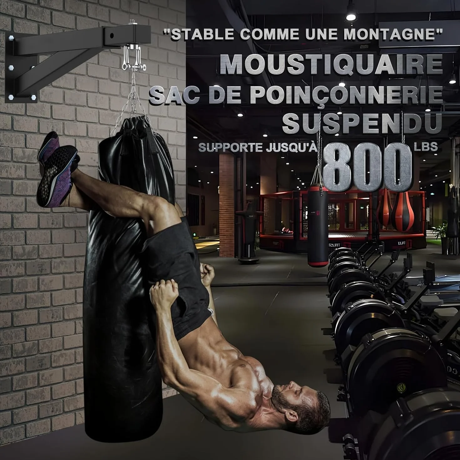IMAYCC Profesional Soporte Saco Boxeo Pared, Ajustable Soporte para Saco de Boxeo para Hogar, Gimnasio, Kickboxing, Muay Thai, Entre Otros.