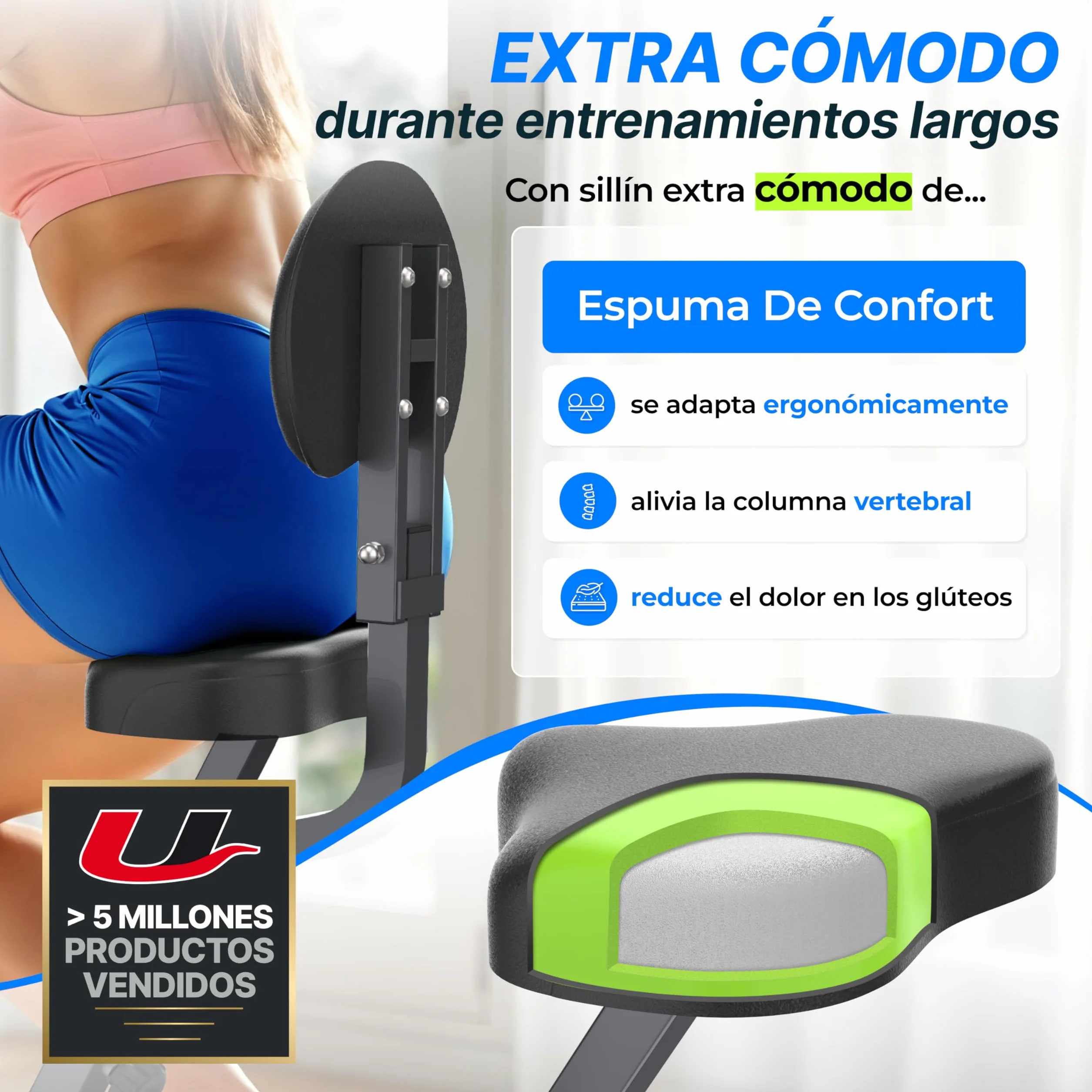 Ultrasport F-Bike Bicicleta Estática Plegable hasta 130 KG, Extra Silencioso con Sillín de Confort Ajustable - Bici Estática Plegable Indoor, Bicicletas Estáticas