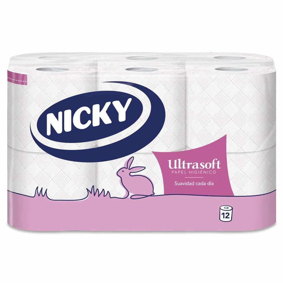 Nicky Ultrasoft Papel Higiénico 12 Rollos 140 Hojas 2 Capas Aroma Talco