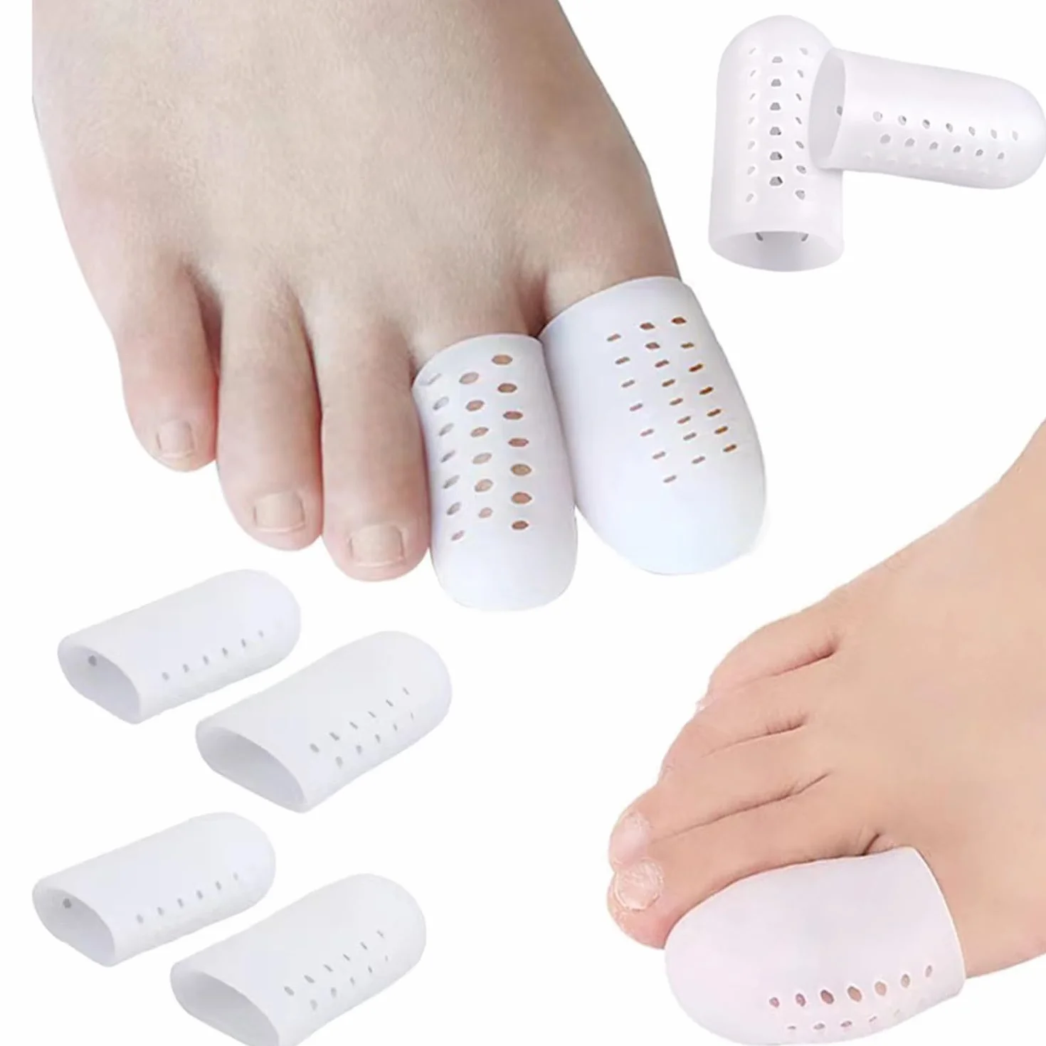 Protector Dedos Pie Silicona Transpirable Punteras Gel Ampollas Callos Alivio Dolor Fricción 10 Piezas (5 Pares)