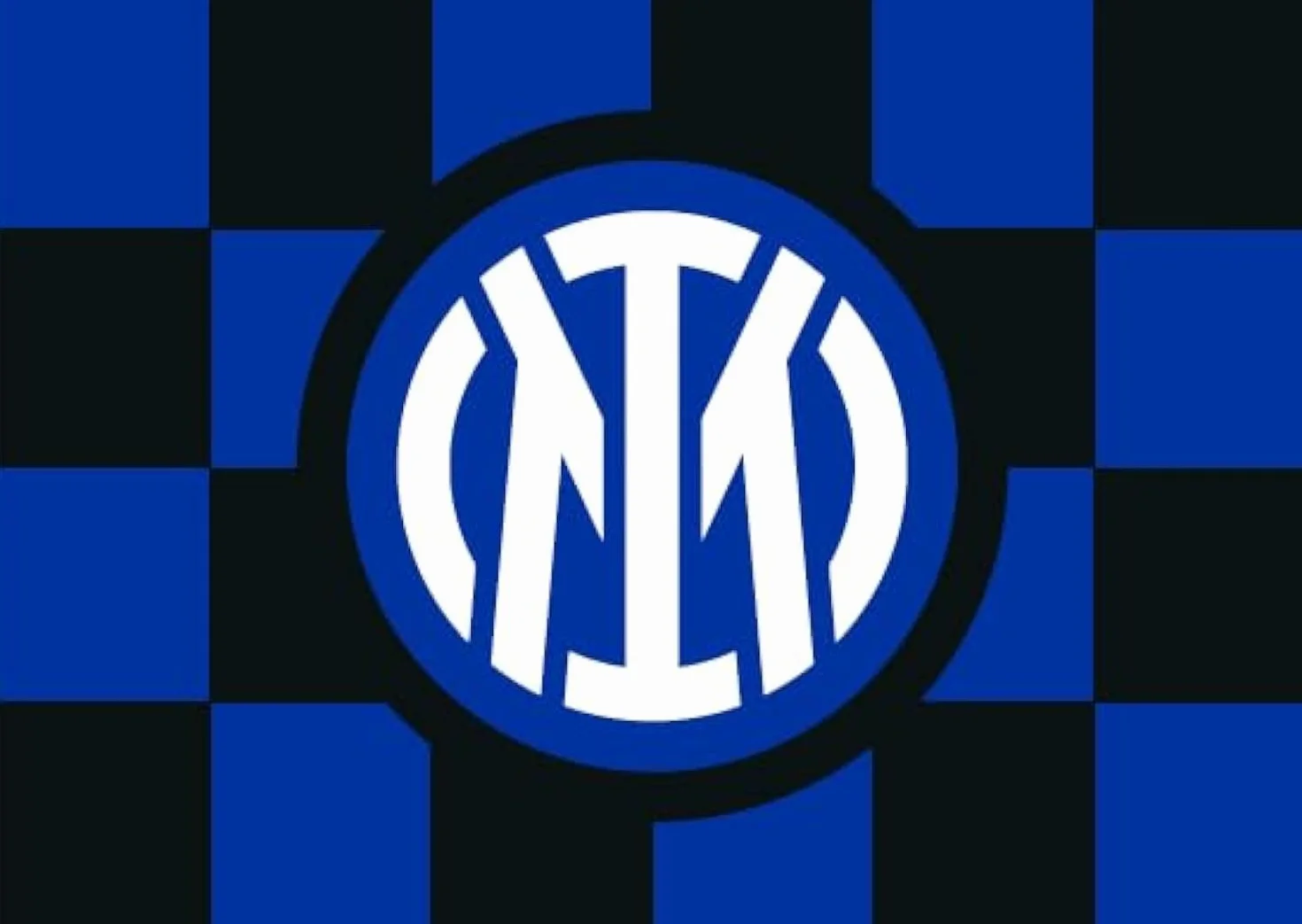 Inter Bandera de 70 x 50 cm con nuevos gráficos a cuadros y logotipo central