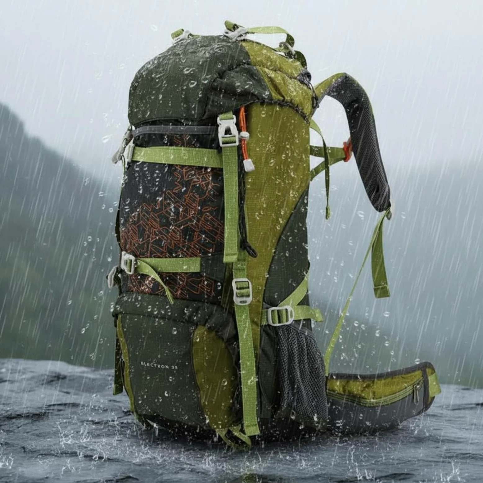 Baoblaze Mochila de Senderismo Mochila de Camping Mochila Impermeable Mochila de Trekking con Nylon y Silbato de Emergencia Tirantes Acolchados y, Verde, Verde Militar