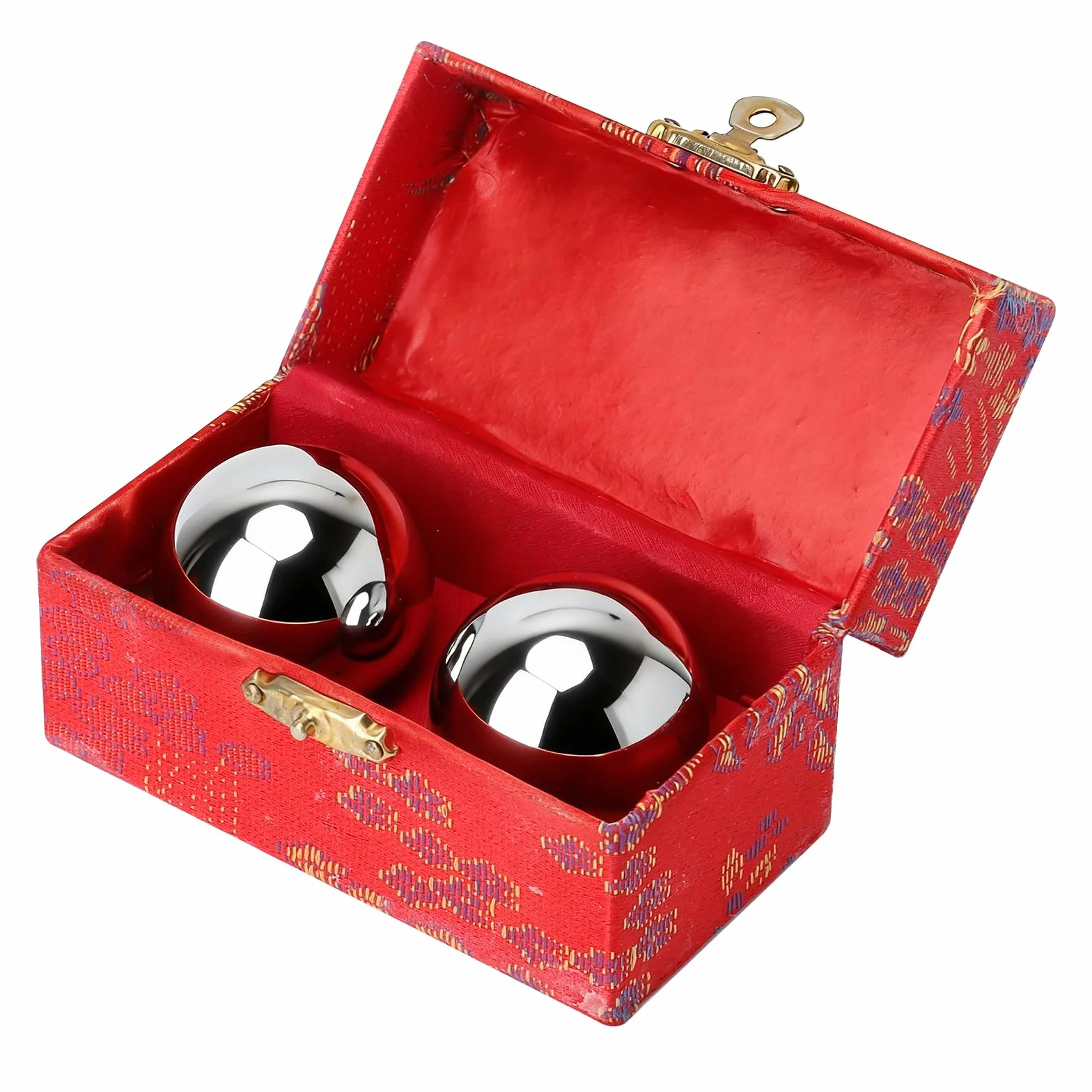 Qi Gong Bolas de metal 38 mm sonido relajación meditación entrenamiento principiantes mayores caja