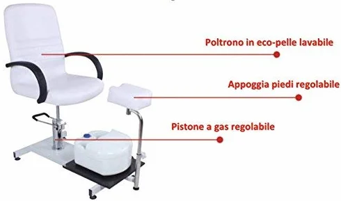 ZStyle Juego profesional de sillas de pedicura con barreño y pies