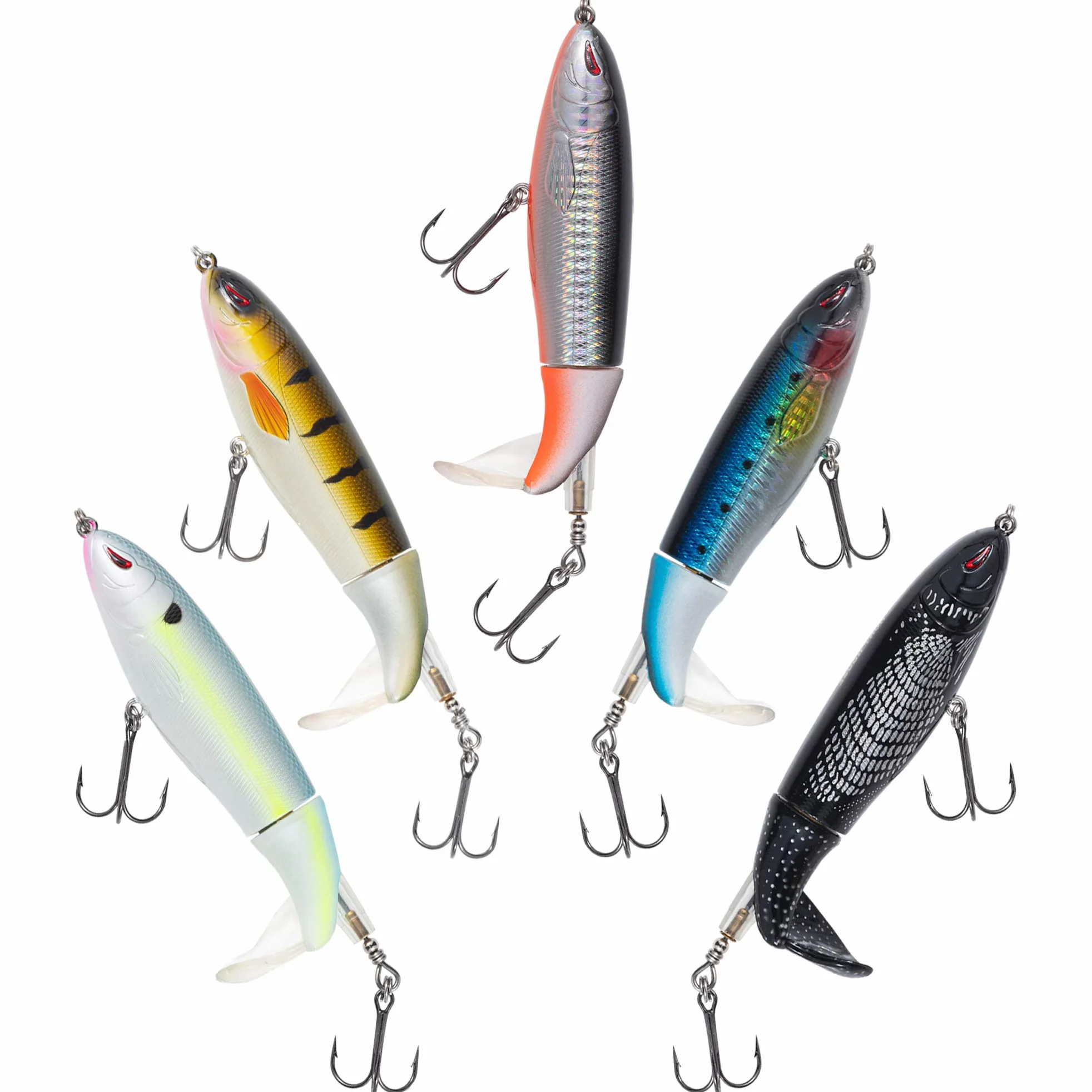 Calissa Offshore Tackle The Original Plopping Minnow 90 mm 110 mm 130 mm – Señuelo de pesca para perca flotante, giratorio Topwater Crankbait Popper