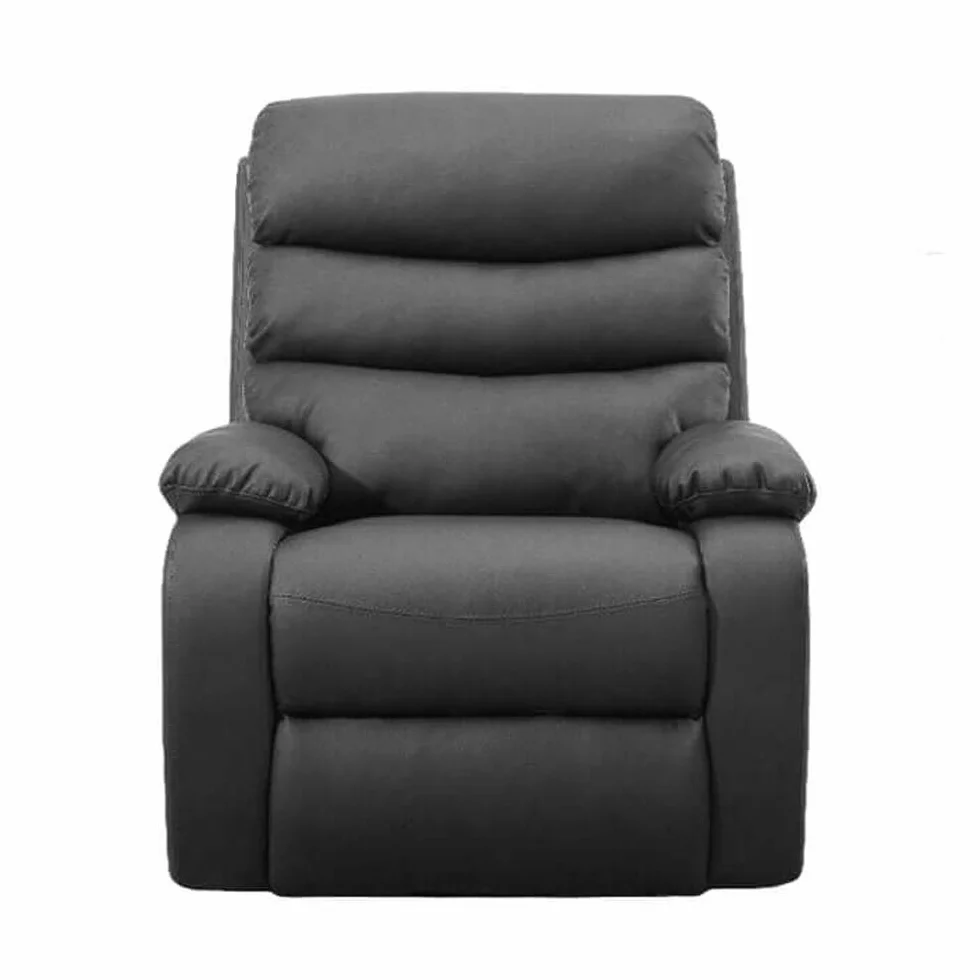 Sillón Relax Masaje Extra Acolchado Negro Reclinable 5 Modos Calor Lumbar 8 Motores Mando Control 4 Zonas Masaje Polipiel