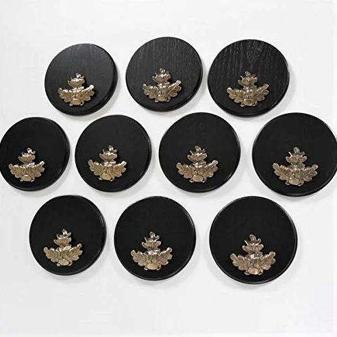 GTK - Geweihe & Trophäen KRUMHOLZ 10 Placas de cuña para Armas, Redondas, oscuras, AF 17 cm, con 10 Hojas de Roble Grandes