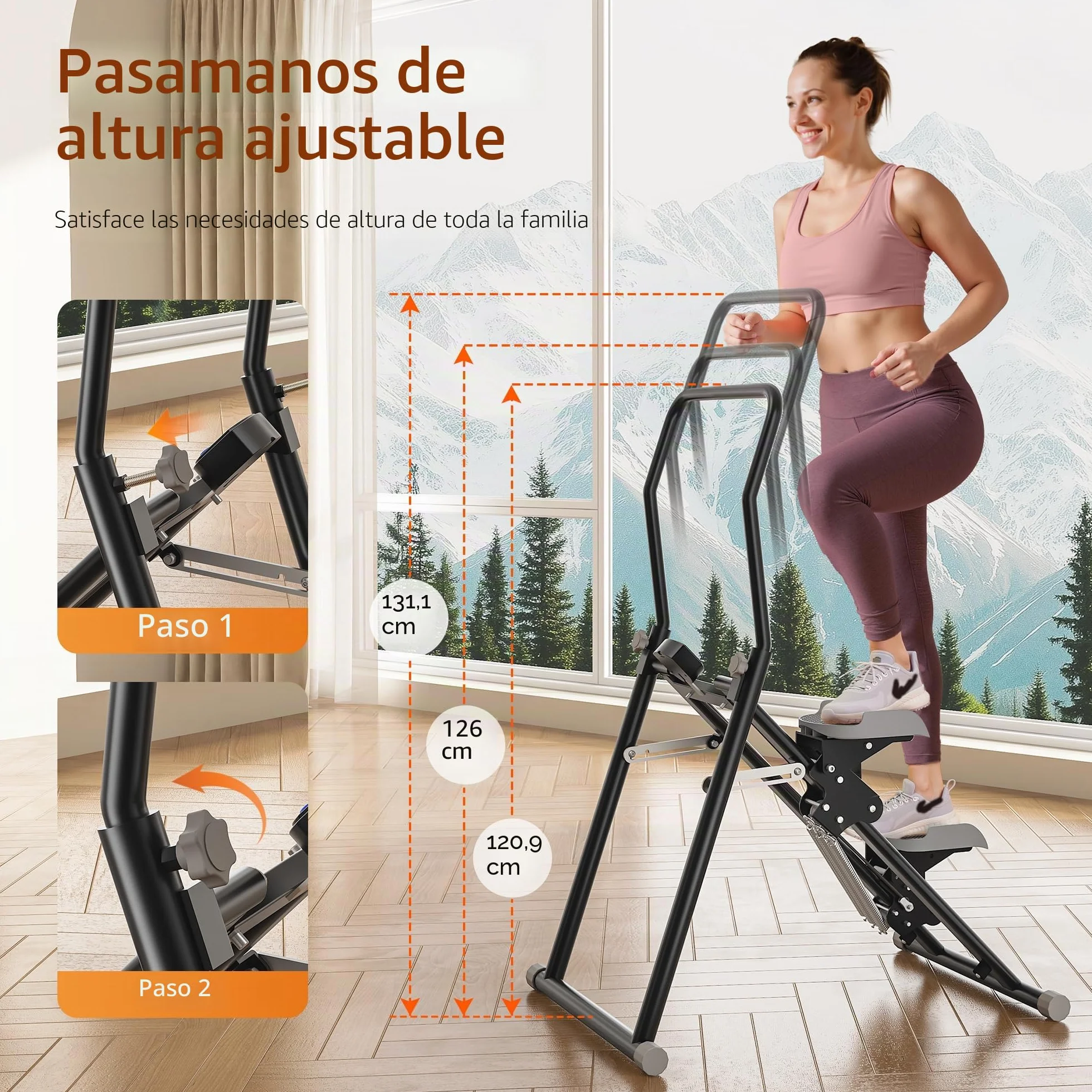 MOMODA Escalera escaladora Vertical Plegable Ajustable para Gimnasio en casa, Entrenamiento de Cuerpo Completo