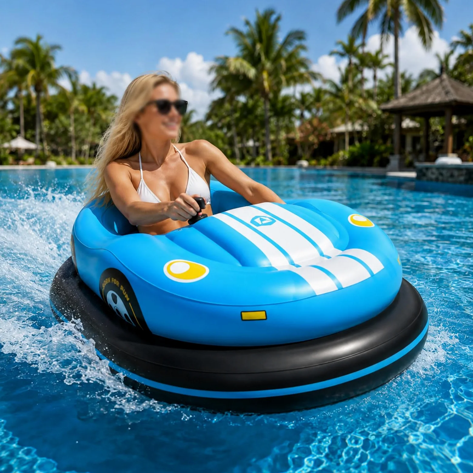 Bote Motorizado, Carga 120 kg, Cuerpo Inflable de Doble Capa Blue | Joystick 360°, Dos Módulos de Energía, Duración 40–60 Min, Uso Adulto en Piscina