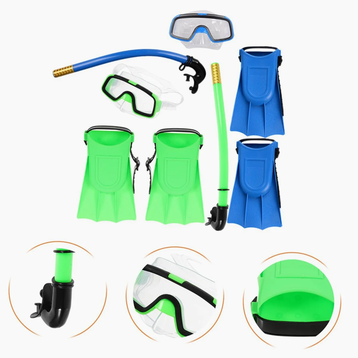 Zerodeko Gafas De Buceo para Snorkel Compacto y Ligero Aletas Cortas para Nadar para Principiantes Incluye Máscara De Snorkel y Equipo De Duradero